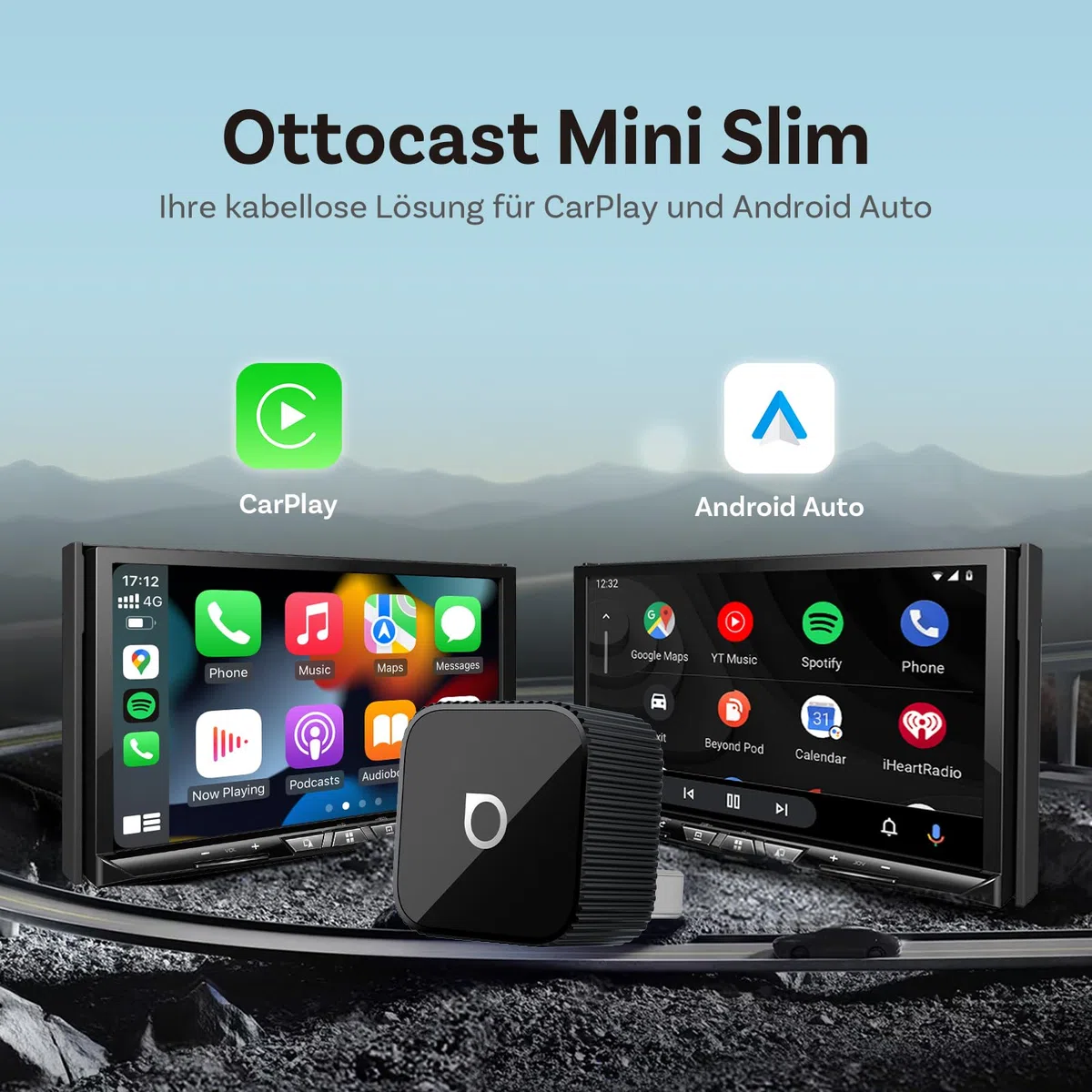 (Neues Modell 2026 ) OTTOCAST Kabelloser CarPlay & Android Auto Adapter 2-in-1, Ottocast Mini Slim für iOS 10+ & Android 11+ Smartphones, Mehrbenutzer-Unterstützung, Plug & Play, Schnelle Verbindung