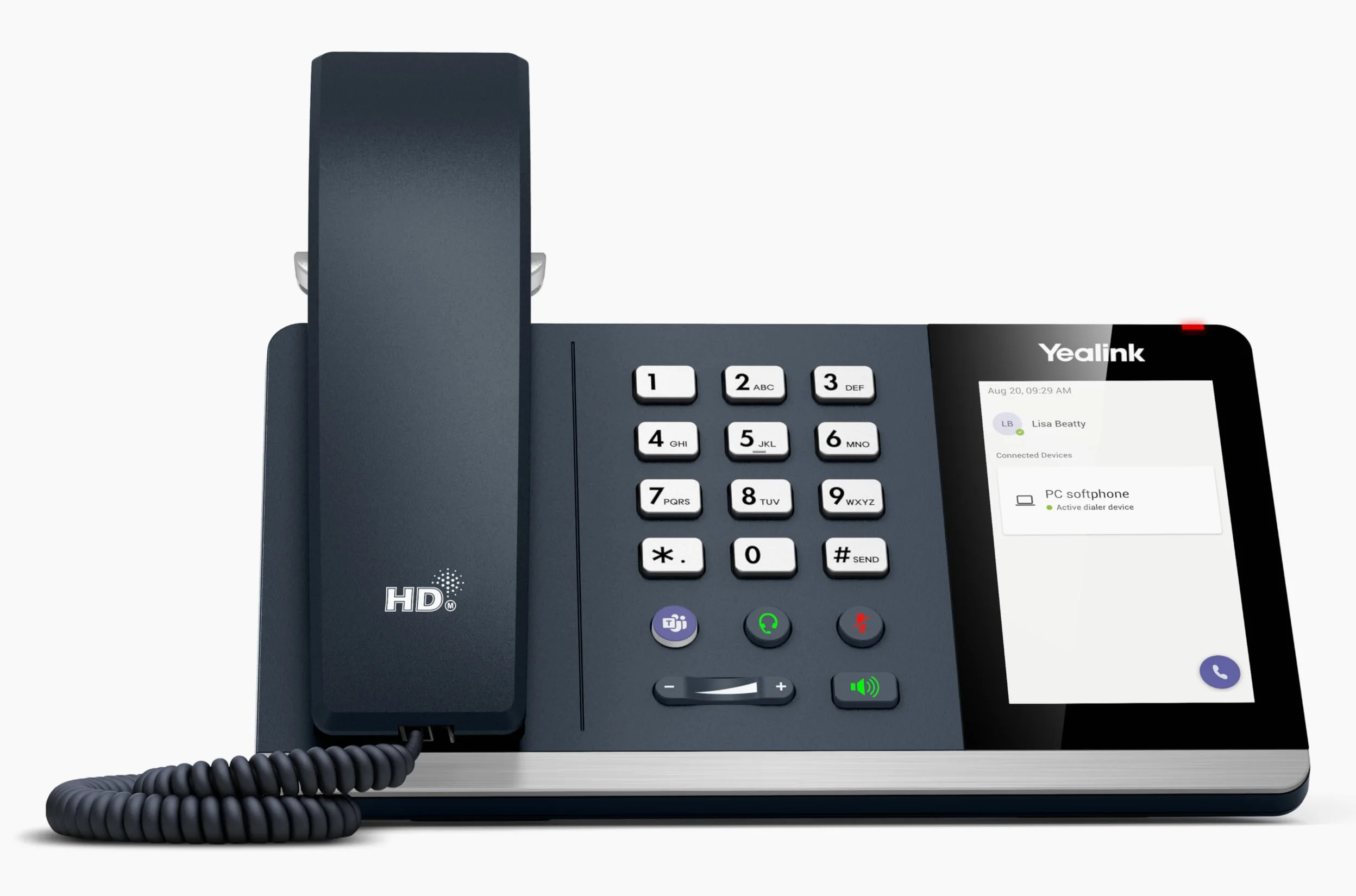 Yealink MP45 Teams USB Telefon – Optimiert für Microsoft Teams, HD Voice, 4-Zoll-Touchscreen, USB