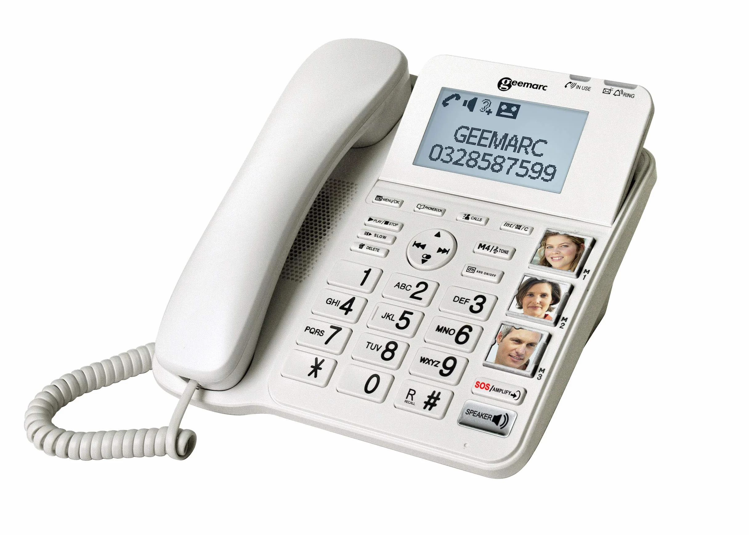 Geemarc Amplidect 595 Combi - Verstärktes schnurgebundenes Telefon und zusätzliches Mobilteil mit Anrufbeantworter und SOS-Funktion für Senioren - Mittlerer bis Schwerer Hörverlust - Version DE