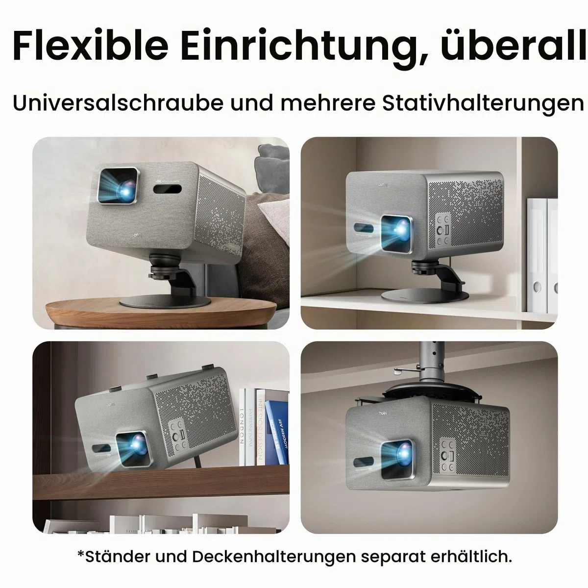 BenQ TK705STi 4K HDR Kurzdistanz Beamer, 3000 ANSI-Lumen, Google TV, Netflix, geringer Input-Lag, automatische Bildanpassung, Bluetooth, HDMI 2.1, MEMC, HDR 10+, leiser Beamer, Grau
