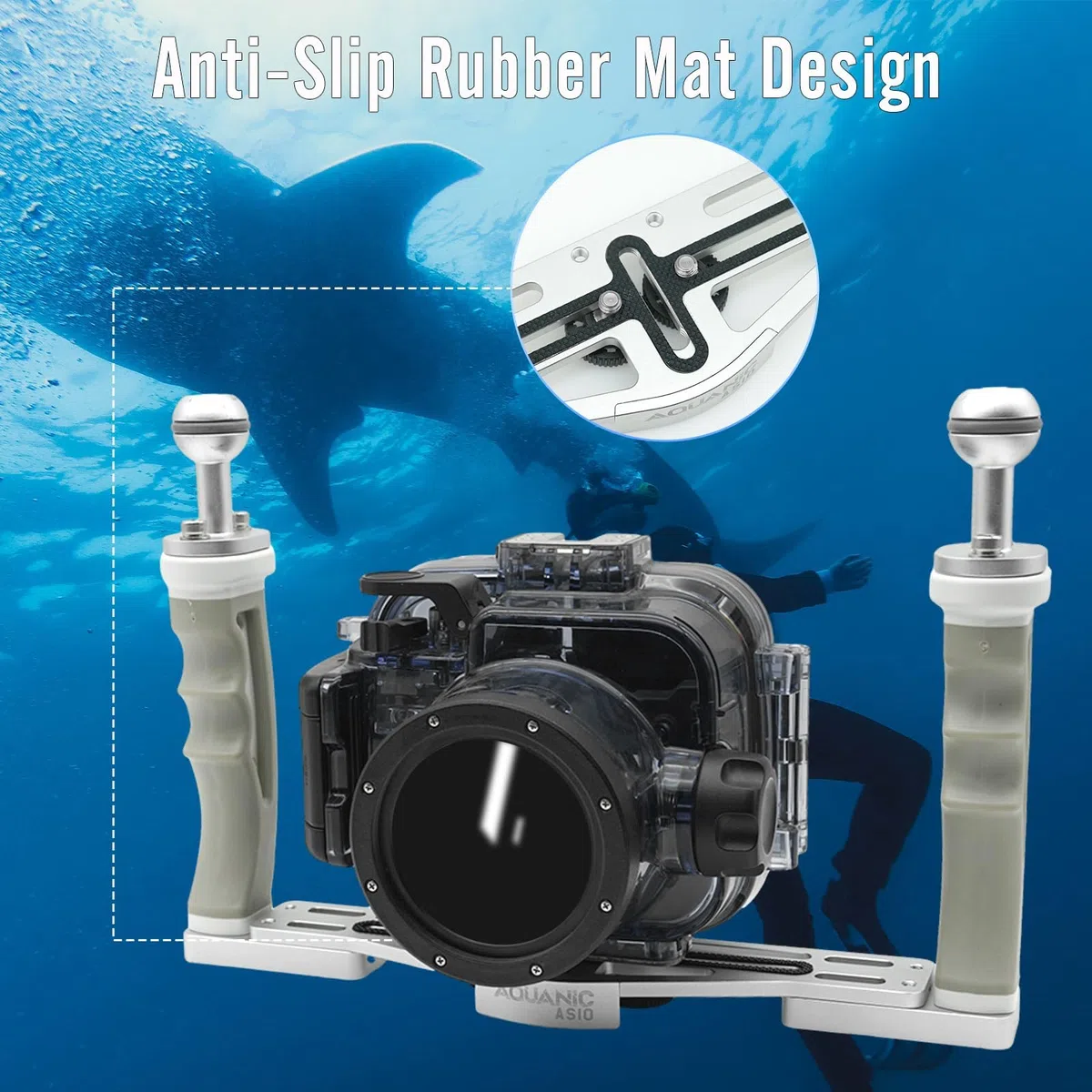 AQUANIC Unterwasser-Kamera-Tablett, Hand-Stabilisator, Halterung für Kameragehäuse, Griff aus Aluminium, Tauchgriff für GoPro Divevolk, TG-5/6, RX100 V und andere Action-Kameras (grau)