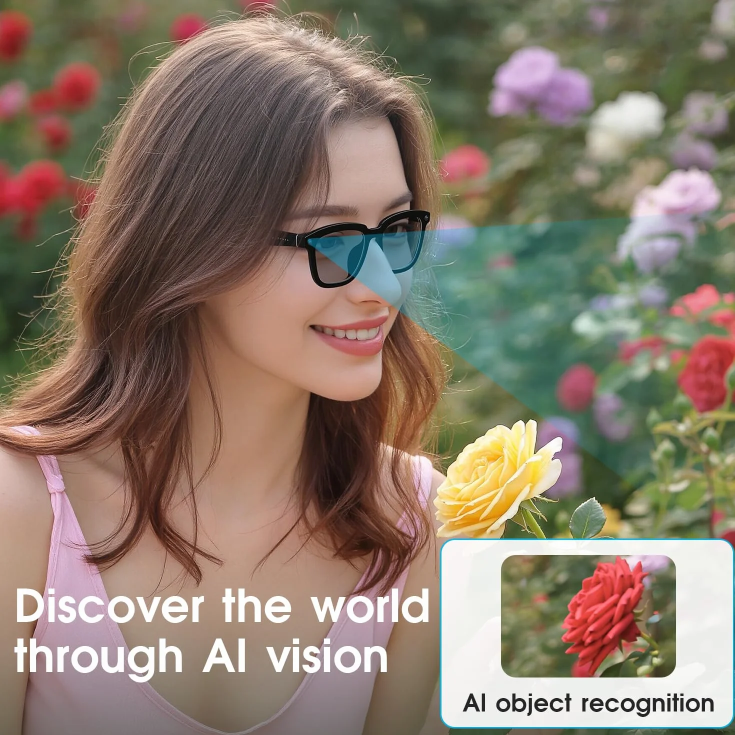 AI Smart Glasses HD 1200P Camera with 8MP Anti-Shake, Photochromic Lenses for Outdoor & Travel, Video Recording, AI Object Recognition & ChatGPT Integration