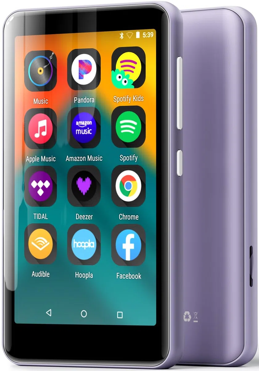 innioasis 16 GB MP3-Player mit Bluetooth und WLAN, MP3-Player, Apple Music, 4 Zoll Touchscreen, Android-Streaming, MP3, MP4-Player für Kinder Reines Lila