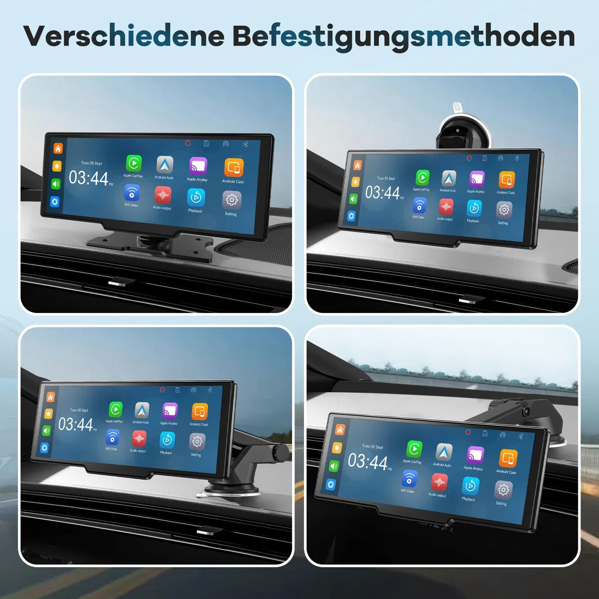 2026 Neuestes 10,26 Zoll Carplay Display & Android Auto Display: Buddy Display mit GPS Navigation 4K Dashcam Rückfahrkamera Bluetooth 5.2 Siri Sprachsteuerung IPS Touchscreen Mirror Link AUX FM 64G TF