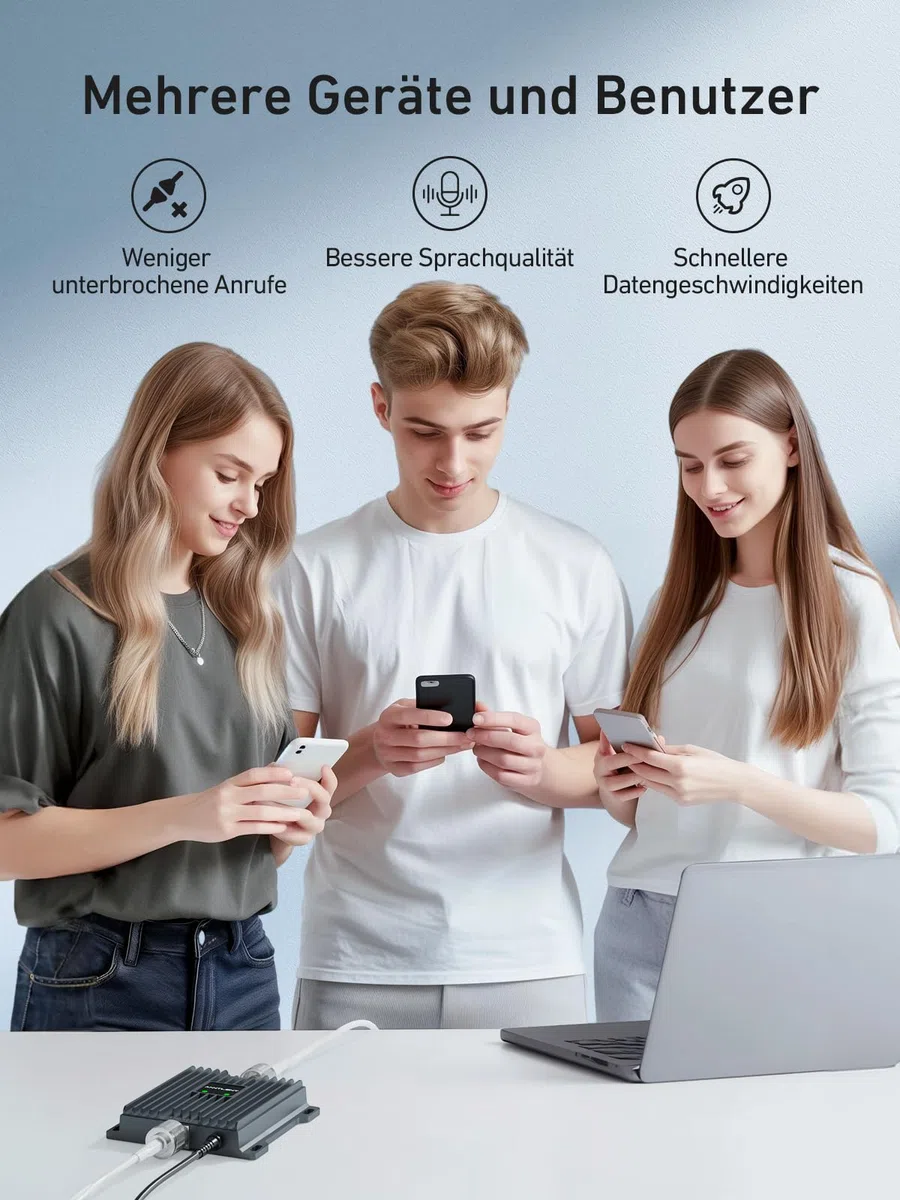 ANNTLENT Empfangsverstärker Handy Verstärker 4G LTE für Band 20/7 Mobilfunk Verstärker 800Mhz 2600Mhz, Mobilfunk Signalverstärker 4G Alle Netze Data Repeater T-Mobile, O2-Unterstützung