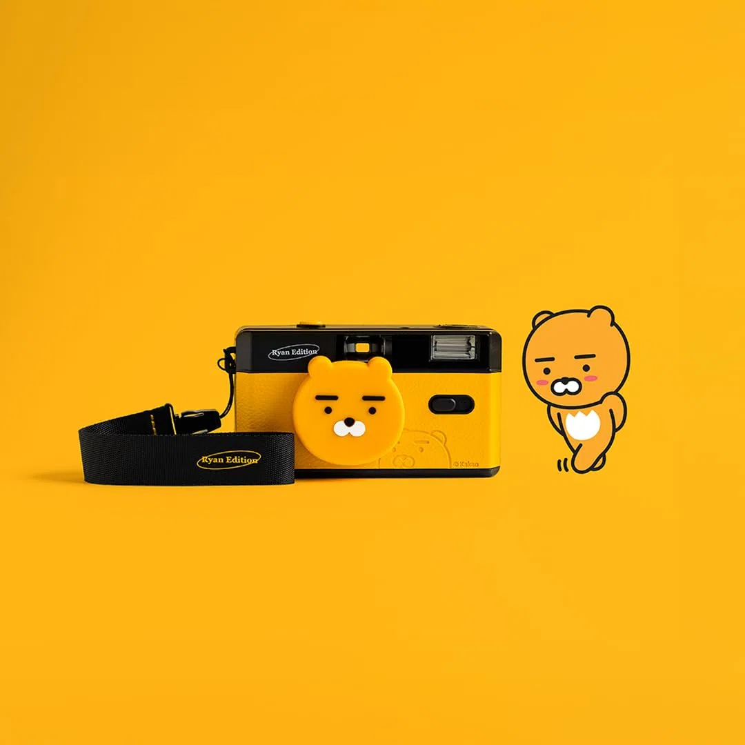 Corex Kakao Friends Wiederverwendbare 35-mm-Filmkamera, Ryan Edition, Weitwinkel mit festem Fokus, eingebauter Blitz, kompatibel mit 35-mm-Farb-Negativ- oder Schwarzweiß-Filmen