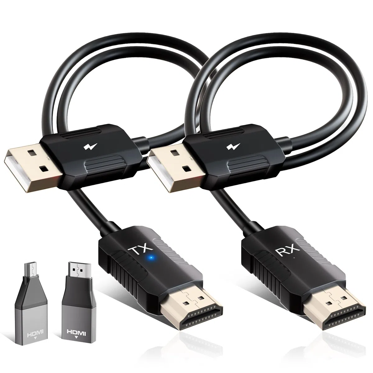 Wireless HDMI Transmitter and Receiver, 5.8G Kabellos Funkübertragung 4K Dekodierung, HDMI Wireless Funkübertragung für Funk Streaming Video Audio File von, Laptop, PC zu HDTV, Projektor, Schwarz