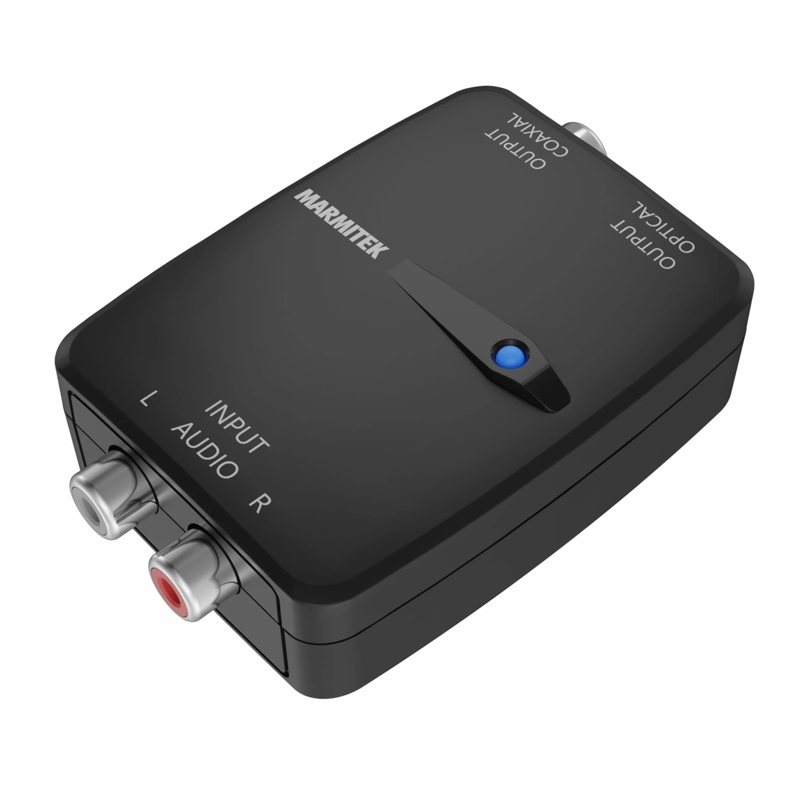 Marmitek Connect AD12 - Analog Digital Wandler ADC RCA Toslink Koaxial | Audio Converter für TV, Verstärker und Soundbar, Cinch RCA auf Toslink oder Koaxial, 48 kHz LPCM und Plug & Play