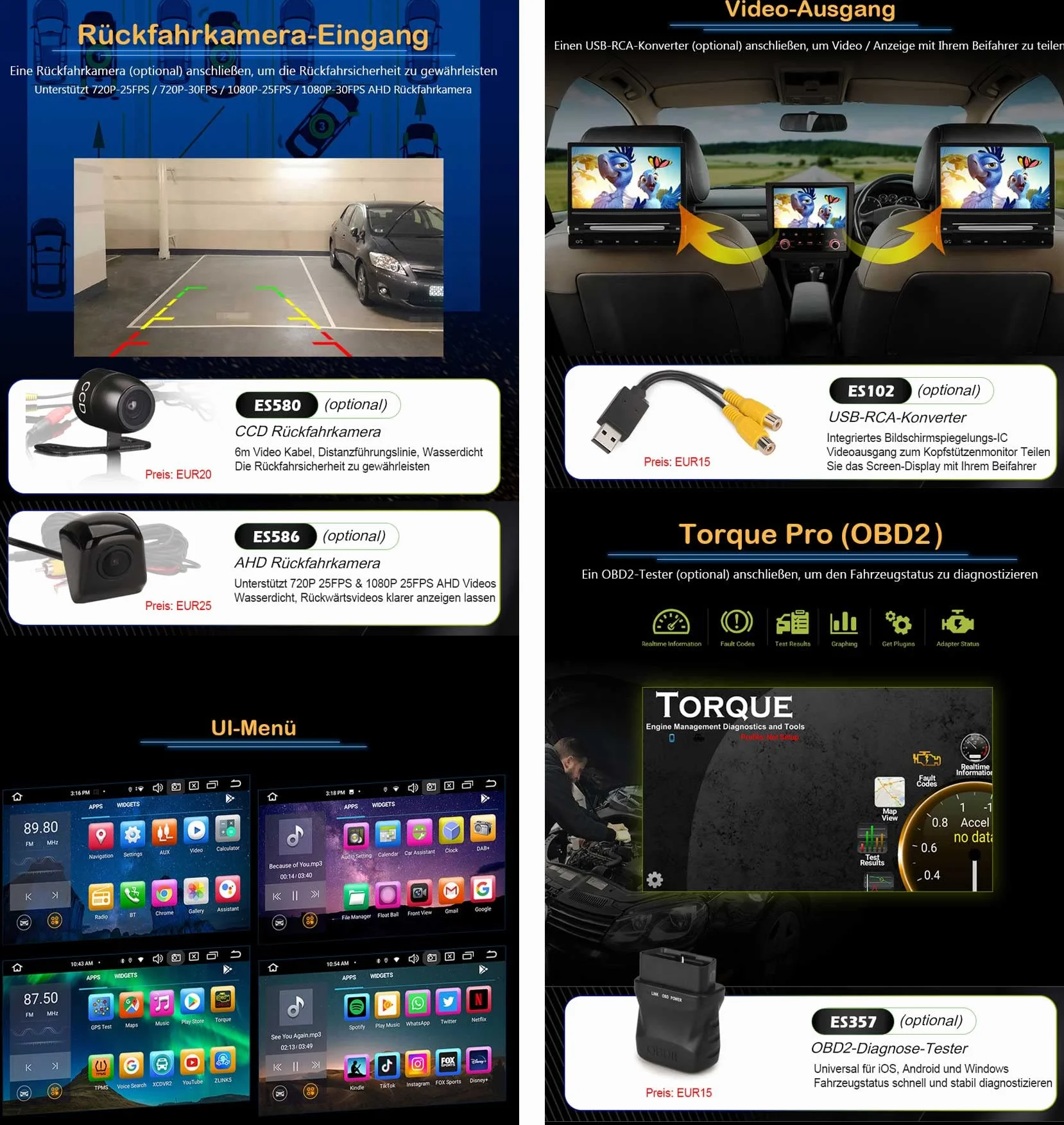 8 Kern 4GB+64GB Android 14.0 DAB+ Autoradio Für Fiat 500 500C 500S 500E mit Navigation GPS Unterstützt Wireless CarPlay Android Auto Bluetooth 5.0 WiFi 4G DSP CANBus USB RDS FM Radio DVR Kamera