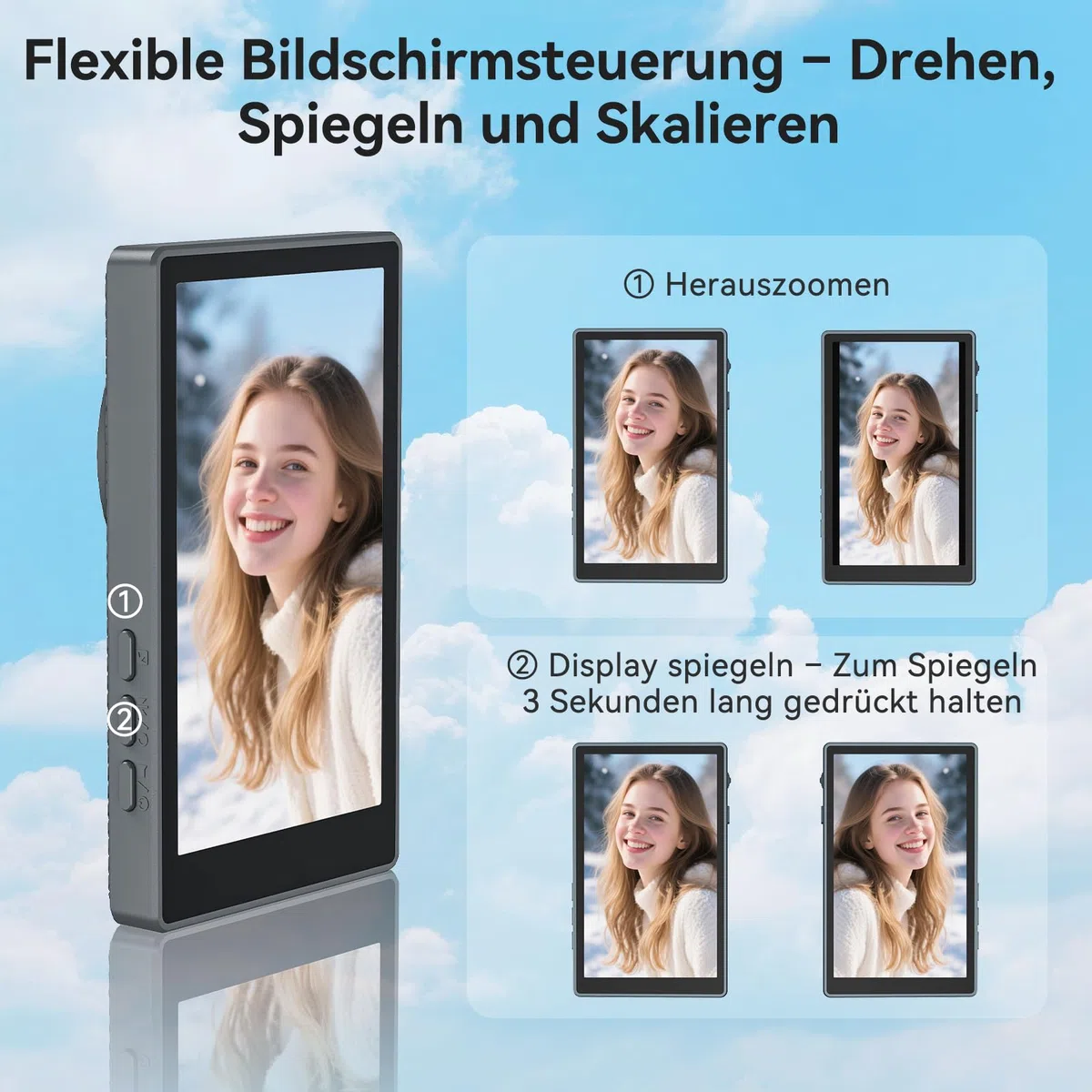 Selfie Monitor Smartphone Rückkamera magnetischer Vlog-Bildschirm für iPhone und Android geeignet für TikTok Live Broadcast Smartphone Vlog Selfie-Monitor-Bildschirm