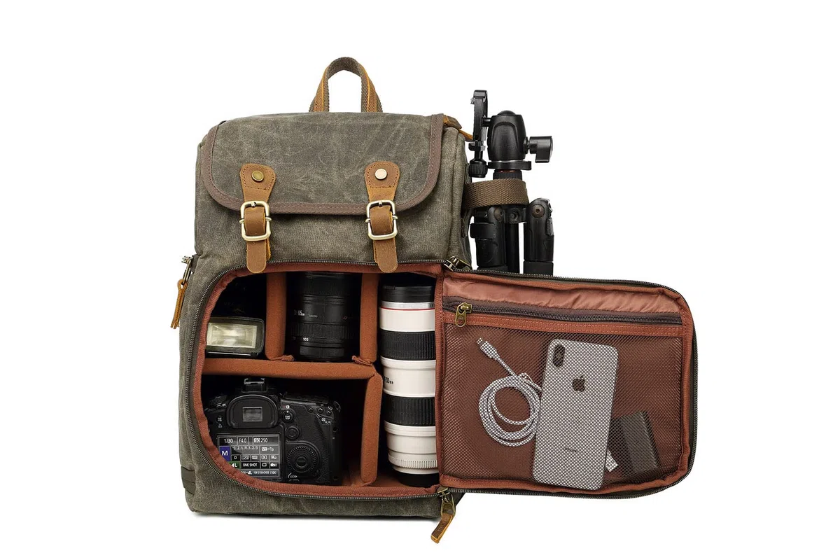 YuanWen DSLR-Kamera-Rucksack, große Kapazität, vorne offen, wasserdicht, stoßfest, SLR/DSLR-Kamera-Rucksack, Kamera-Reisetasche, professionelle Kameratasche