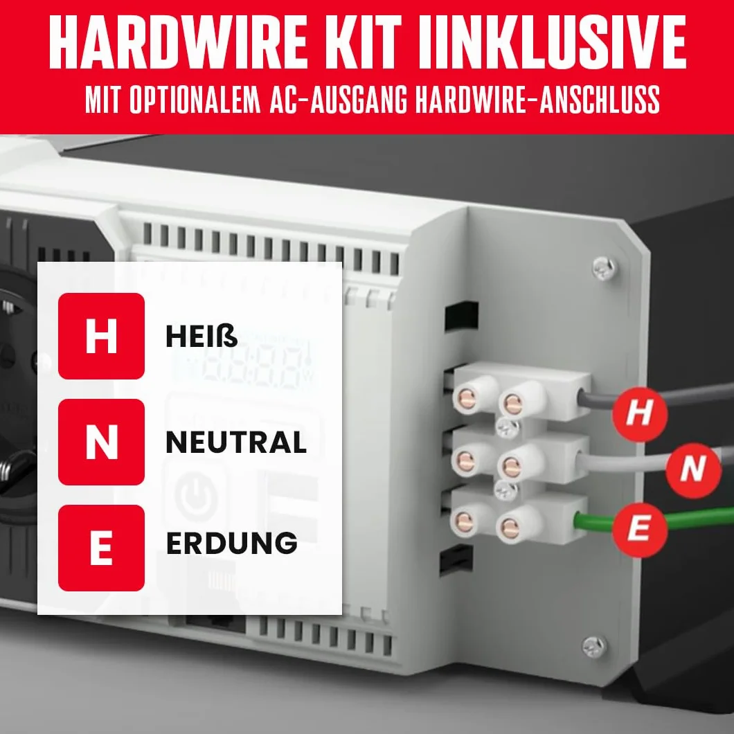 Energizer 1100 W /2200 W 12 V auf 230 V Reiner Sinus Auto Wechselrichter mit AC Netzteil, 2 USB Ports und Batteriefach, DC zu AC Konverter mit Einbauset