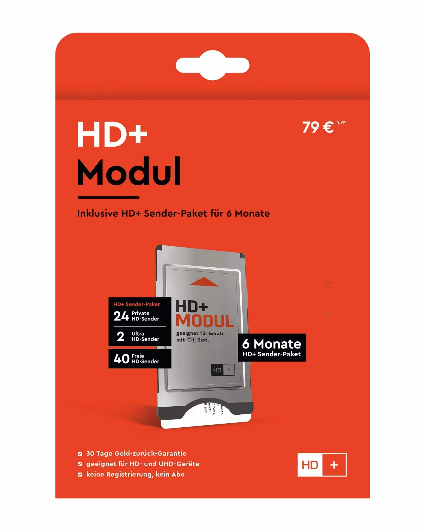 HD PLUS CI+ Modul für 6 Monate (inkl. HD+ Karte, geeignet für HD und UHD, nur für Satellitenempfang)