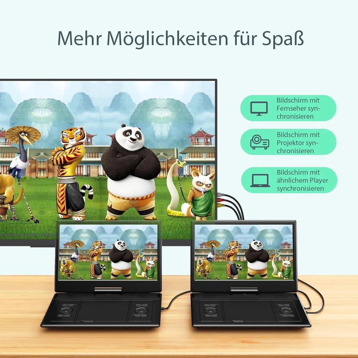 Yoton16,9" Tragbarer DVD-Player mit 14,1" HD-Drehbildschirm, ideal fürs Auto, 6 Stunden Akkulaufzeit, intelligente Speicherwiedergabe, USB/SD-Karten-Unterstützung [Kein Blu-ray-Support]