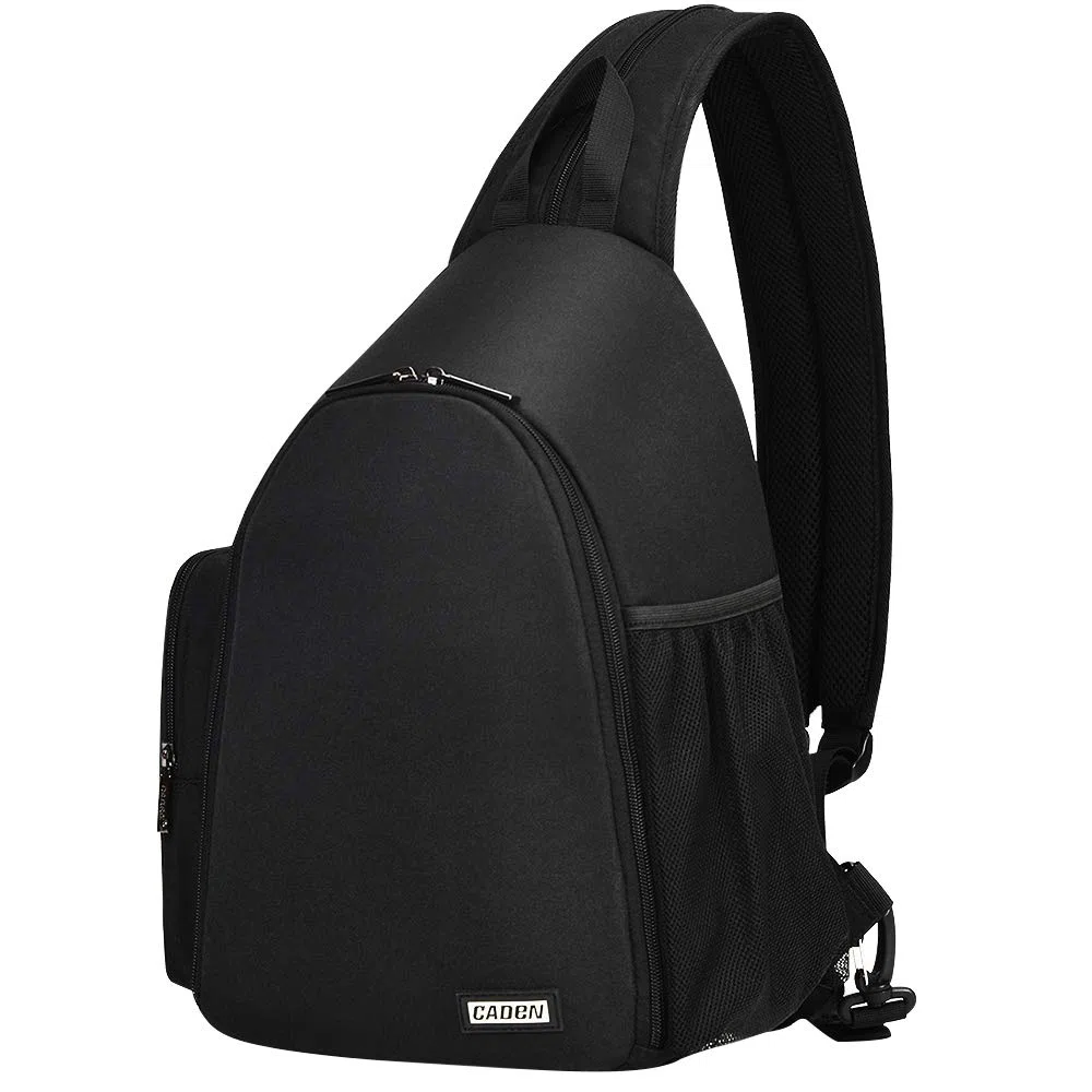 CADeN Kameratasche,Kamera-Umhängetasche,Sling Kamerarucksack, Wasserdichter Fototasche mit Stativhalterung für DSLR/SLR spiegellose Kameras（Schwarz）