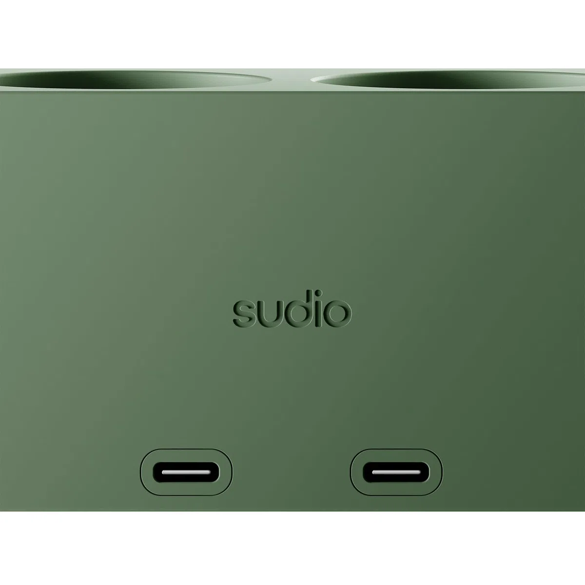 Sudio Brick Kompakte Steckdosenleiste | 2 Steckdosen & 2 USB-C Ports (30W GaN) | 1,8 m geflochtenes Kabel | EIN-/Aus-Schalter | Platzsparendes Design | Aus recycelten Materialien | (Green)