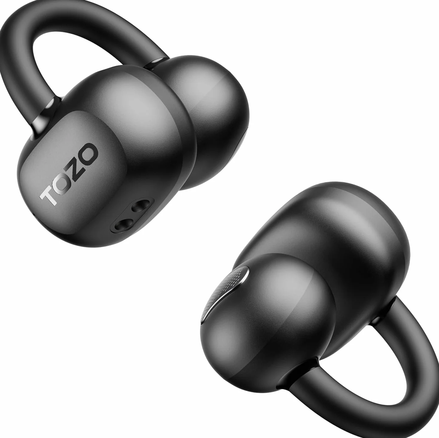 TOZO Openearring kabellose Bluetooth 5.4-Kopfhörer,personalisierbare EQs per APP,40 Std Akkulaufzeit,Typ-C und IPX5,LED-Display,ultraleichter Clip 5.1g,ideal für Büro,Anrufe und Sport,Dunkel Schwarz