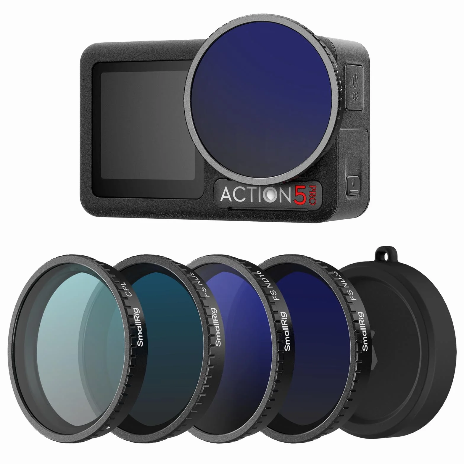SMALLRIG ND-Filter-Set für DJI Osmo Action 5 Pro/Action 4, 5er-Pack CPL FS ND8, ND16, ND32, aufsteckbare polarisierende Neutraldichtefilter & Linsen-Silikonabdeckung - 5411
