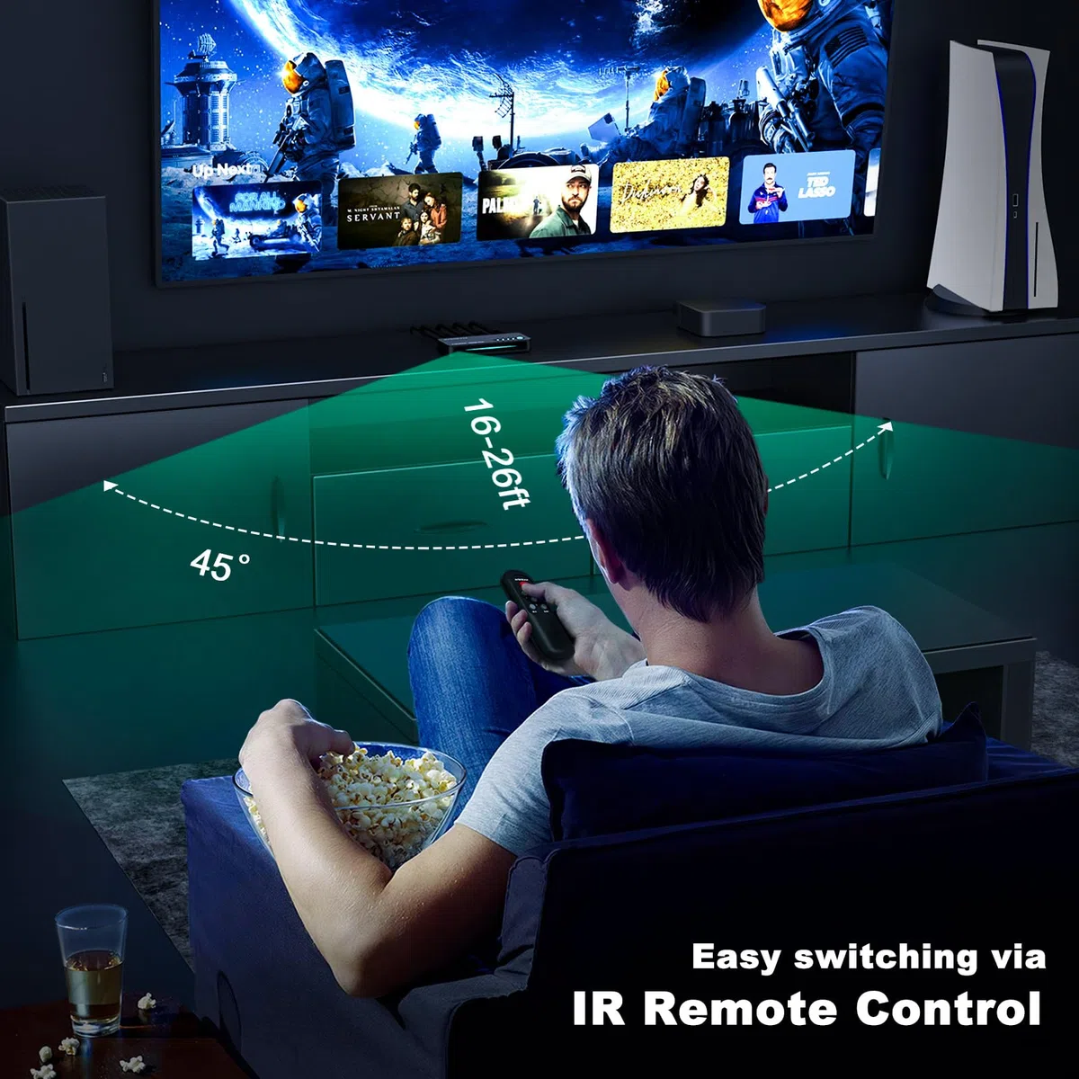 HDMI 2.1 Switch 3x1, AVIDGRAM 8K HDMI Umschalter 3 in 1 Out mit IR Fernbedienung, HDMISwitcher 4K 120Hz Auto Unterstützung 8K 48Gbps