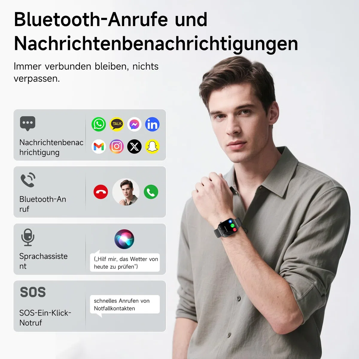 Smartwatch Herren mit EKG HRV BMI Mikro-Gesundheitscheck Harnsäure 2,2 Zoll 3D-Curved-Display Gesundheitsuhr 24H Herzfrequenz Blutdruck Körpertemperatur Schlafmonitor Android iOS