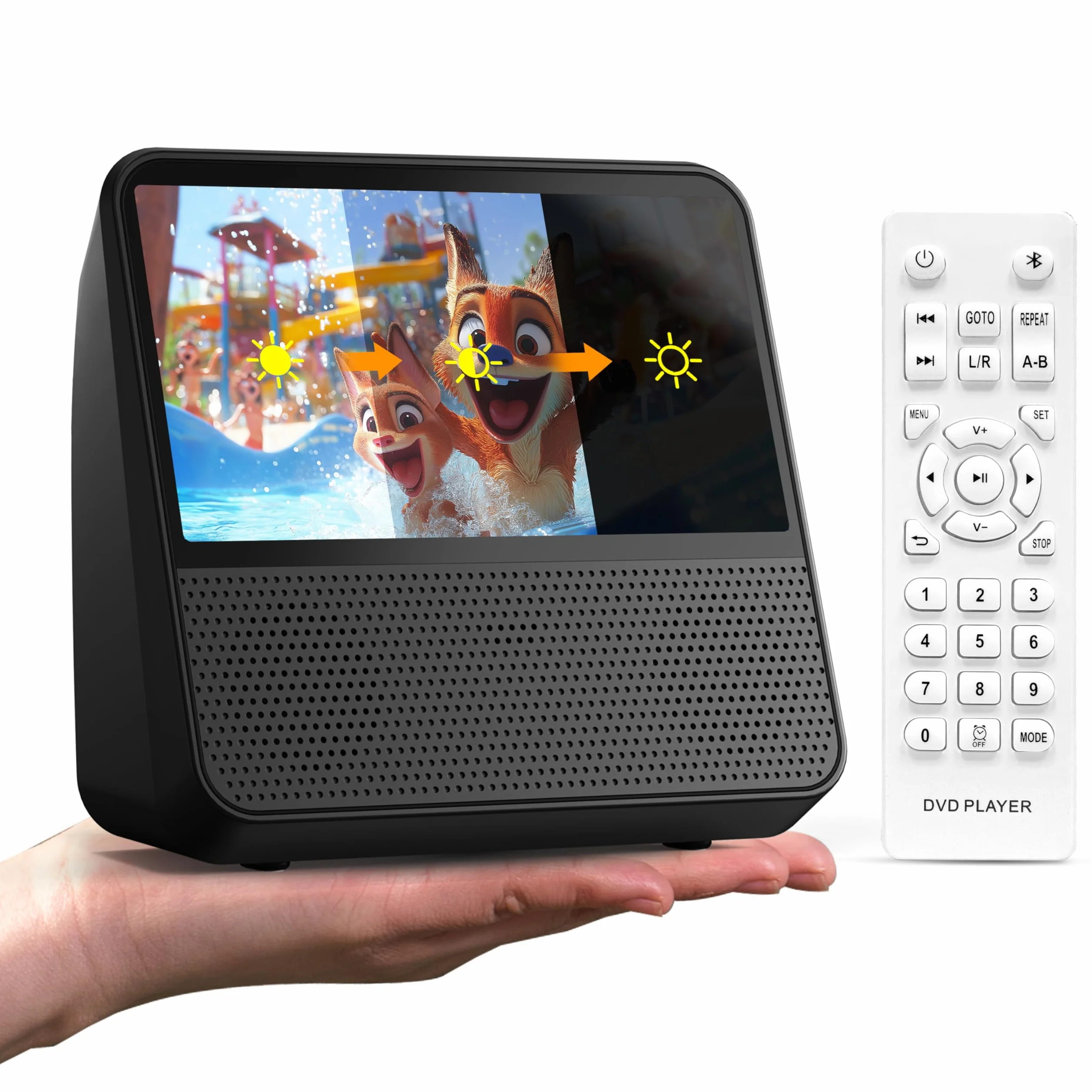 Tragbarer DVD-Player mit 7-Zoll-Bildschirm，4000mAh Akku (Laufzeit über 6 Stunden) – Bluetooth/USB/AV, Verstellbare Helligkeit, Region Free DVD Player Portable – Ideal für Fernseher, Reisen & Auto