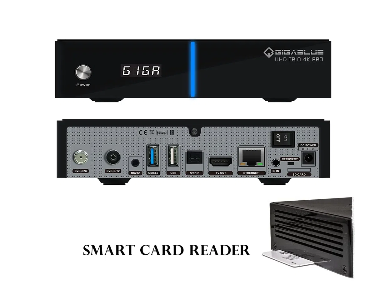 GigaBlue UHD Trio 4K PRO - Combo Tuner, W-LAN 1200Mbps, 1 x DVB-S2X Tuner, 1 x DVB-C/T2 Tuner, schwarz