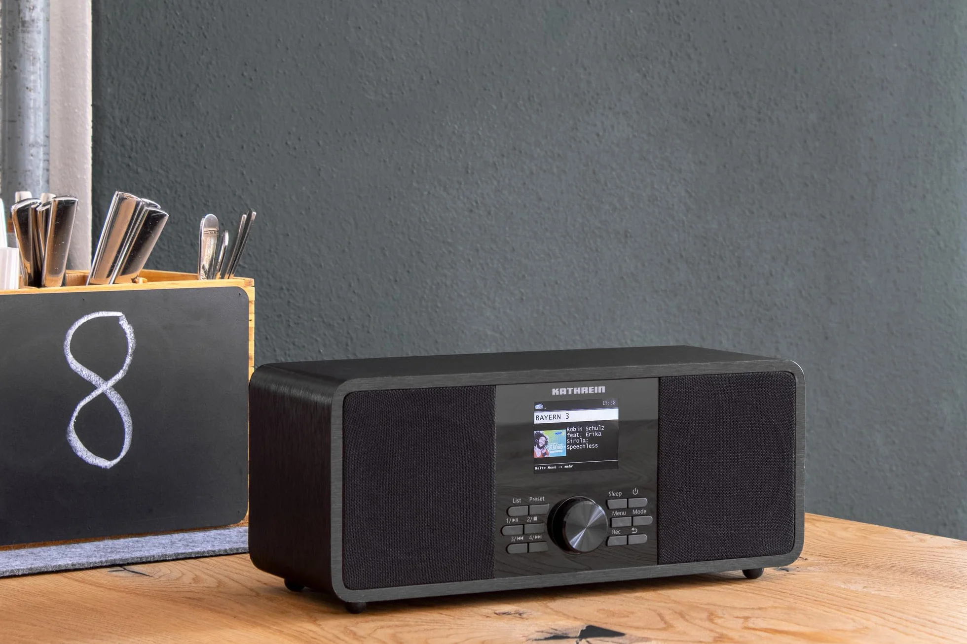 KATHREIN DAB+ link S12 – DAB+/Internetradio, Stereo – Schwarz | 2 × 15 Watt, Bluetooth Audio Streaming & Sendefunktion, Streamingdienste wie Deezer, TIDAL etc., USB-Aufnahme, App-Steuerung
