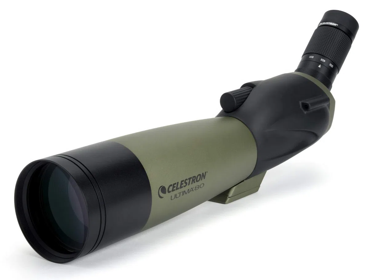 Celestron 52250 Ultima 80mm Angled Refractor Spotting Scope Telescope, Green