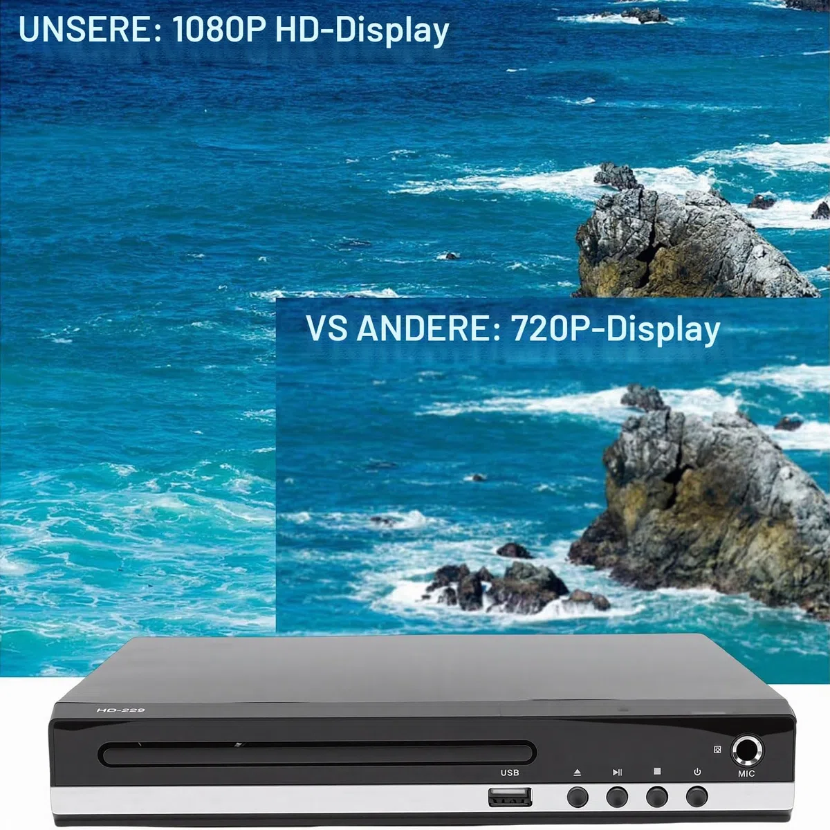DVD Player, Multi Region Free DVD CD Player für TV mit 1080P HD Auflösung, USB-Anschluss, Ausgang, Fernbedienung, Unterstützt Alle Regionen 1-6, Verschiedene Disc- (GB-Stecker)