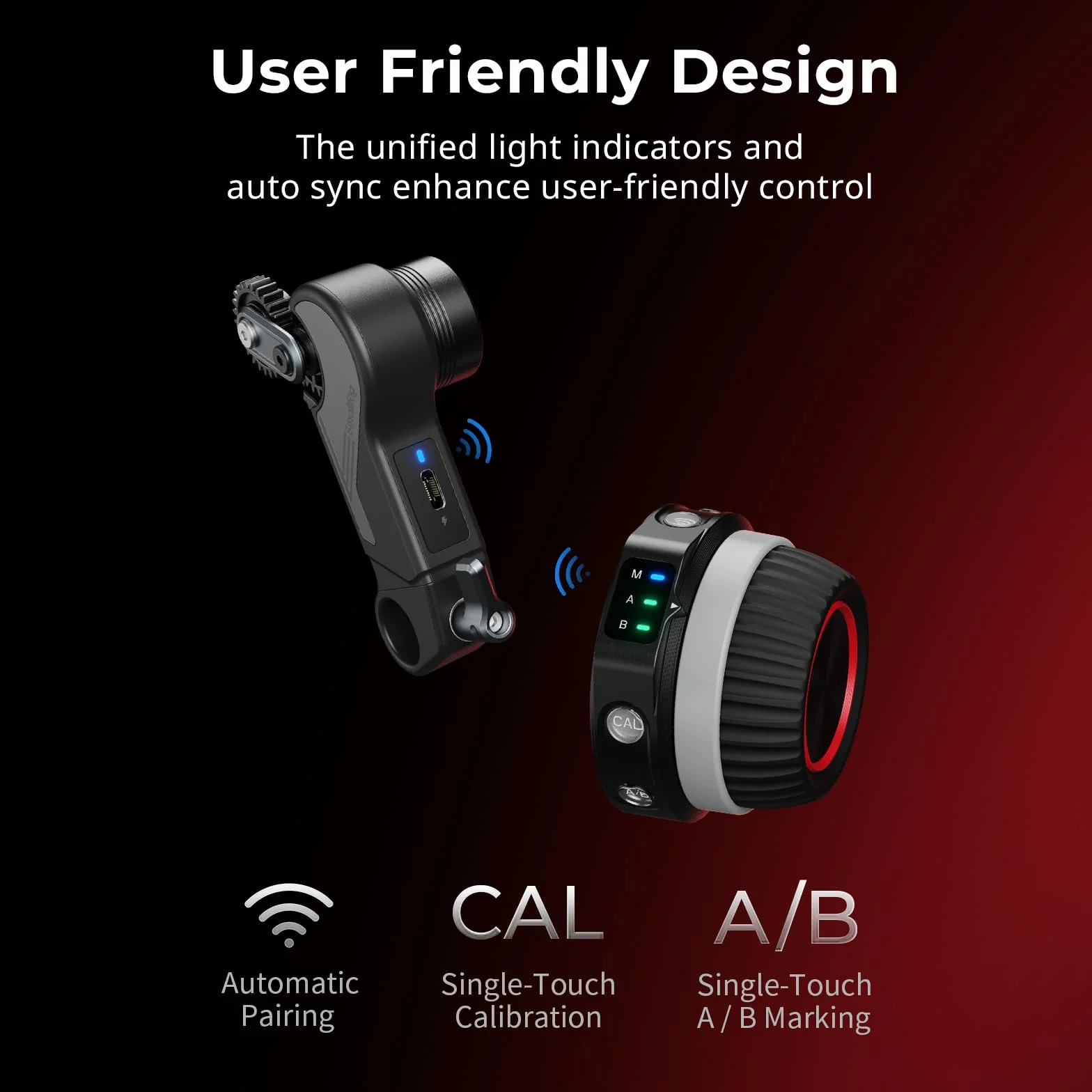 SMALLRIG Wireless Follow Focus Kit (Lite) mit Handrad-Controller und Empfängermotor, A/B-Anschlägen und 15-mm-Stangenklemme, kompaktes Design, weitgehend kompatibel mit Kino – 4296B