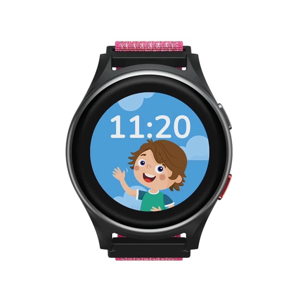 ANIO 6 Kinder-Smartwatch - mit GPS Tracker & SIM, Anrufe, Nachrichten, SOS, Schulmodus, Schrittzähler - ohne SIM-Karte, Hibiscus