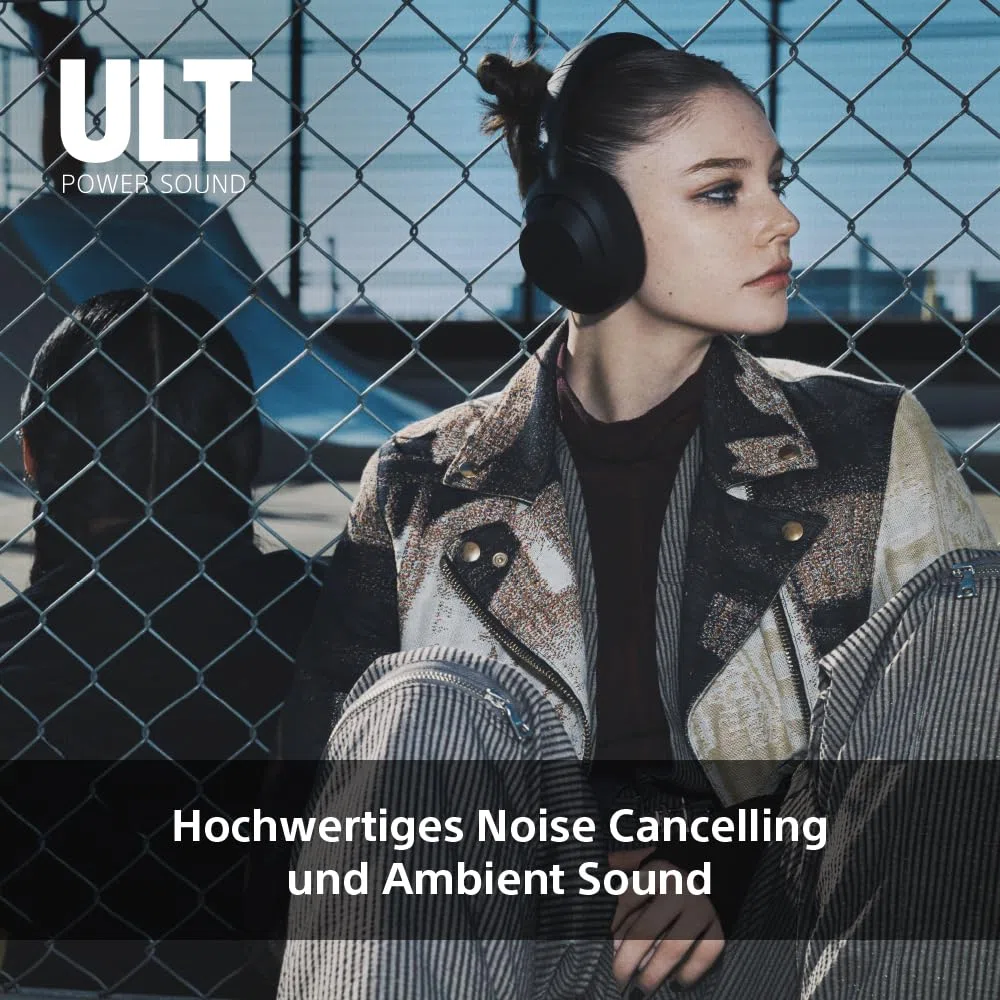 Sony ULT WEAR - Kabellose Kopfhörer mit Noise Cancelling, ULT Power Sound, ultimativer Deep Bass, selbem Prozessor wie WH-1000XM5, klare Anrufe, 30 Stunden Akkulaufzeit, iOS und Android - Schwarz