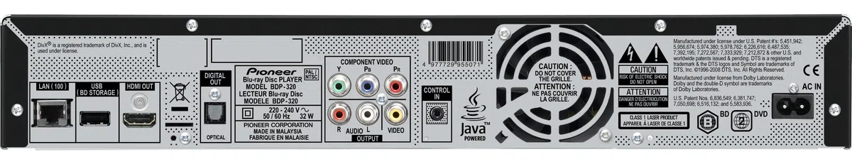 Pioneer BDP-320 Blu-Ray Player (HDMI, Upscaler 1080p, analoger Audio Ausgang, USB 2.0) schwarz