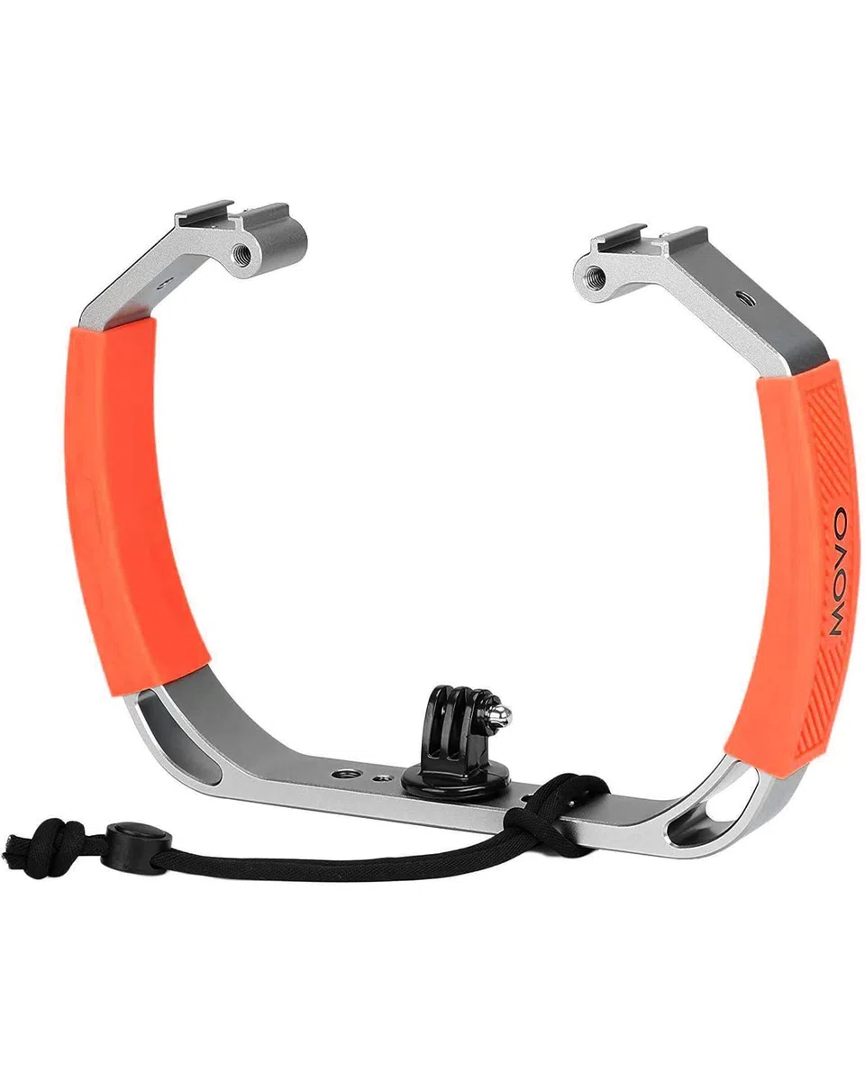 Movo GB-U80T Unterwasser-Tauchgerät mit Kaltschuhhalterungen, Gurt – kompatibel mit GoPro Hero, HERO6, HERO7, HERO8, HERO9, HERO10, HERO11, Osmo Action – Scuba GoPro Zubehör (XL/Tangerine)