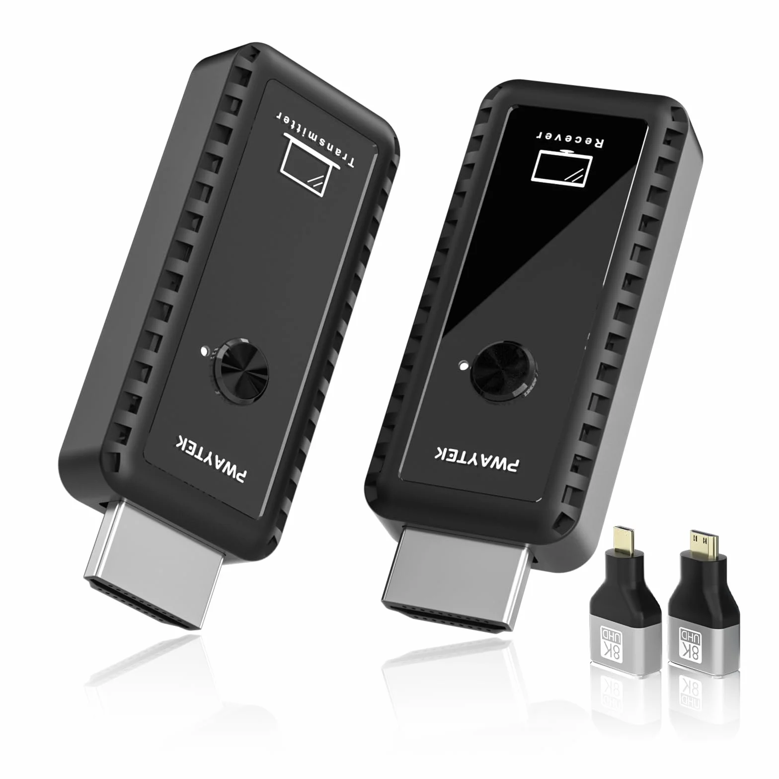 PWAYTEK HDMI Wireless Transmitter and Receivert 4K Decodierung, 1080P Ausgang, 164FT/50M, DualBand 2,4G/5G, für PC/Laptop/HDTV/Projektor, Plug & Play, ohne App (Schwarz)