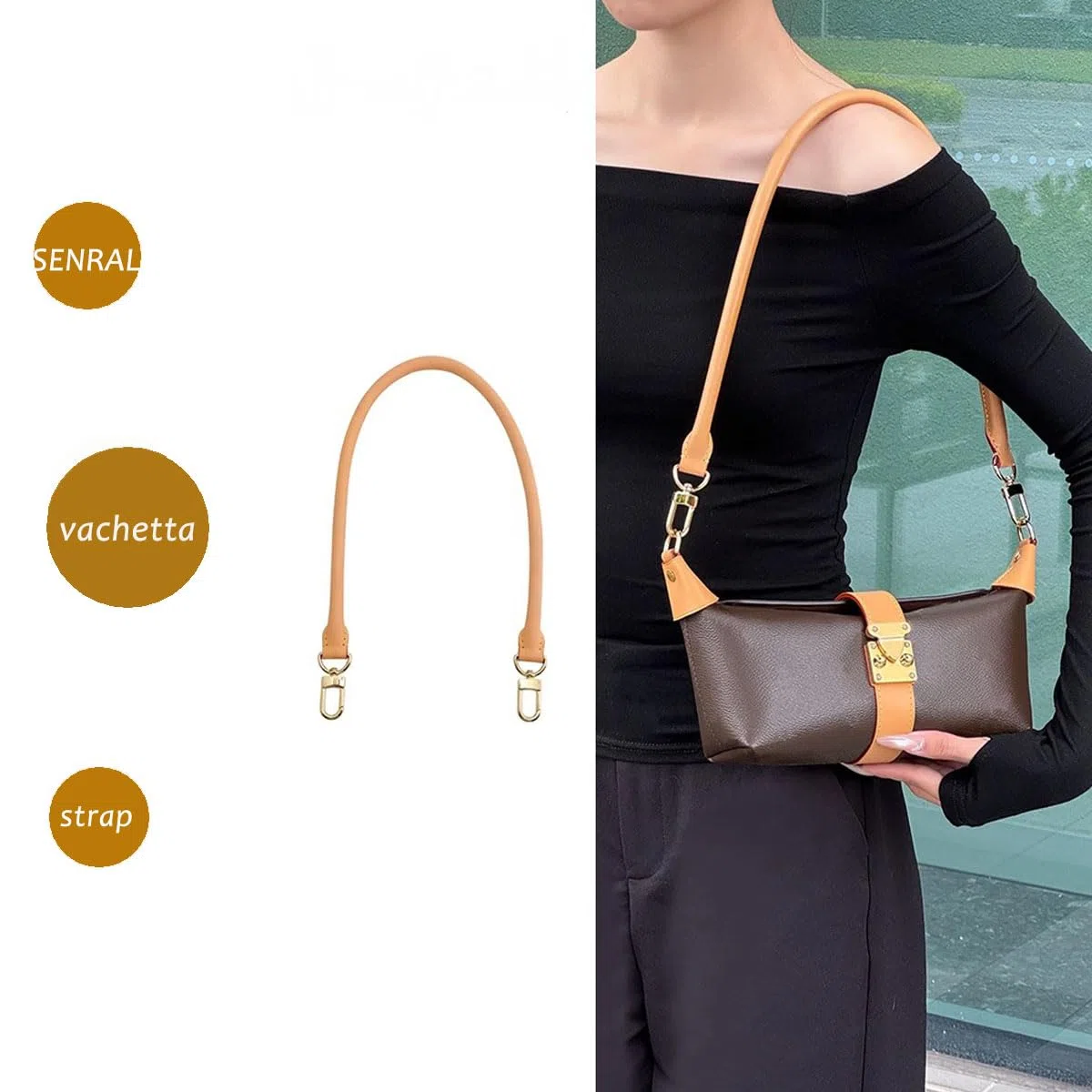 Vachetta Leder Schulterriemen 70cm – Rund Geformter Ersatzgurt 1,8cm kompatibel mit Speedy 25 30 35 kurzer Schultergurt