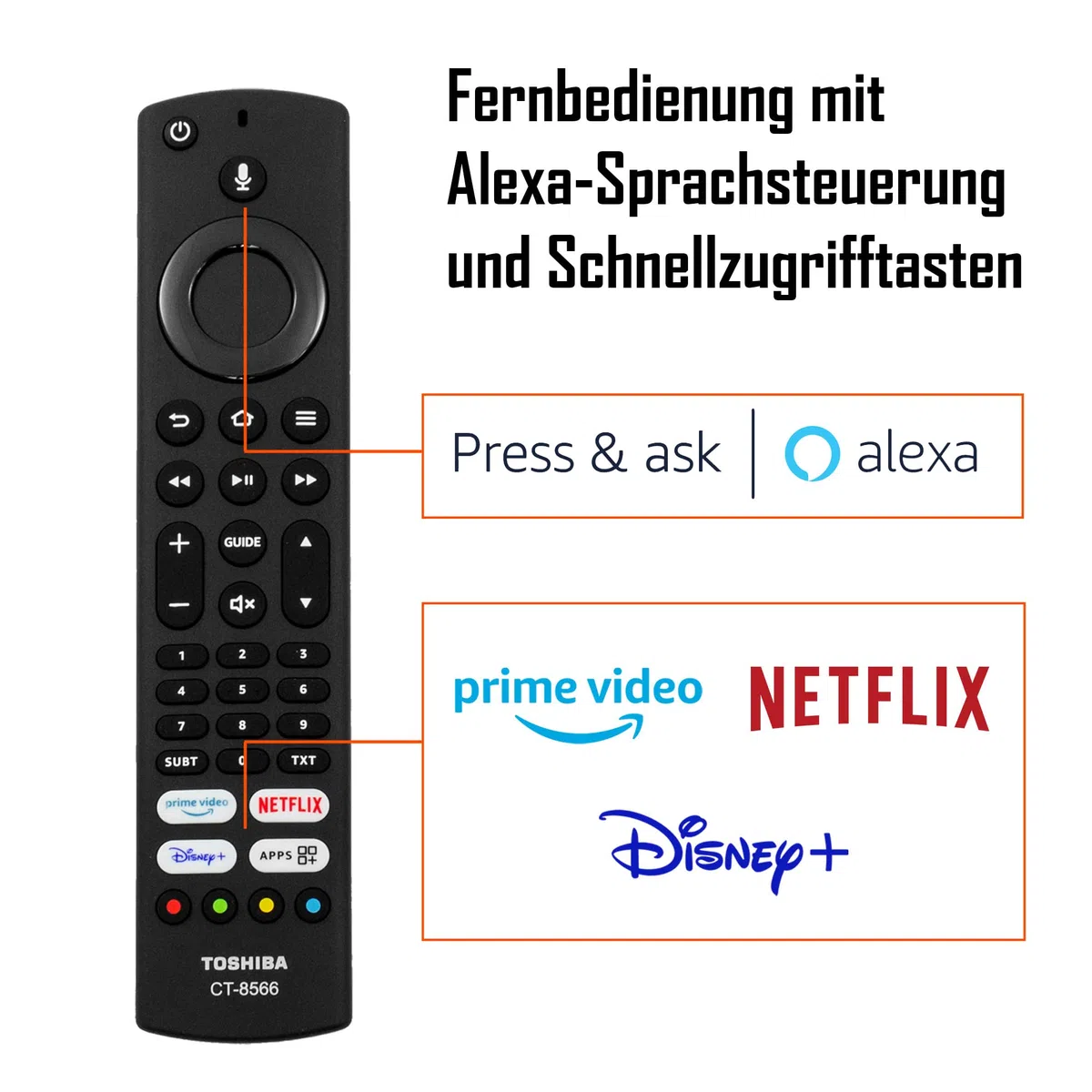 Toshiba 43UF3D63DAX 43 Zoll Smart Fire TV Fernseher (4K Ultra HD, HDR Dolby Vision, Triple-Tuner, Alexa Sprachsteuerung, Bluetooth, Sound by Onkyo), Schwarz
