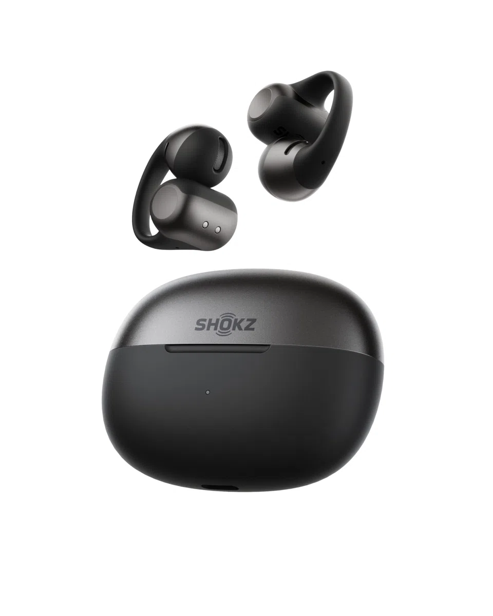 SHOKZ OpenDots 2 Open-Ear Clip-On Earbuds, verbessertes Dolby Audio mit Deep Bass, 40 Std. Laufzeit, Bluetooth 6.1,IP57 wasserdicht, klare Anrufe Dank 3 Mik. für Alltag, kabelloses Laden, Schwarz