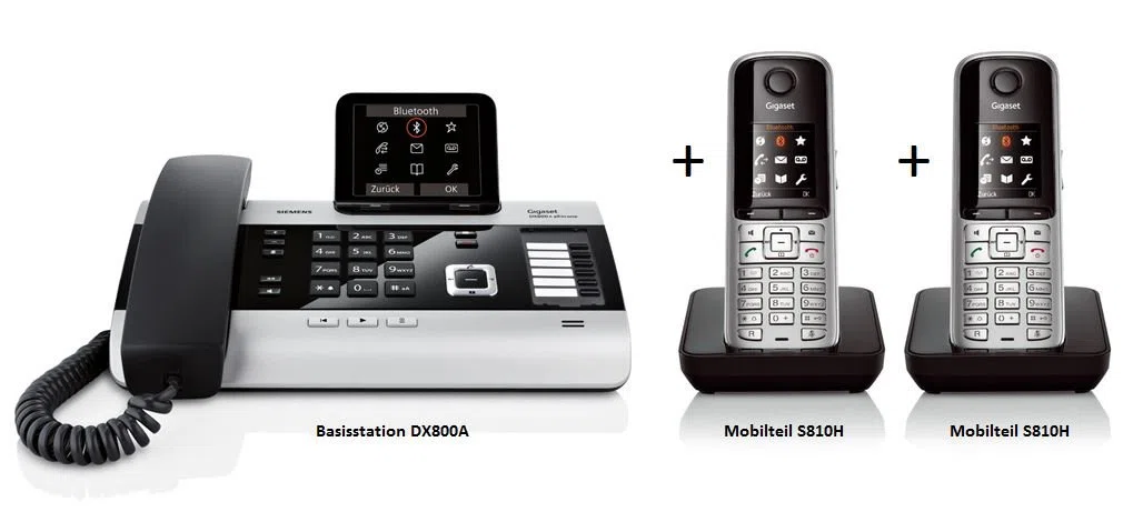 Gigaset DX800A Duo Set mit 2X S810H Mobilteil in STAHLGRAU