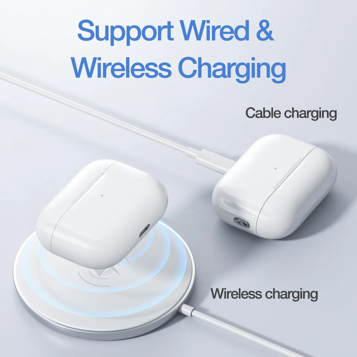 Kabelloses Ladecase Kompatibel mit Air Pods Pro 1. und 2. Generation, Charging Case Ladecase Ersatz mit Bluetooth Pairing Synchronisierungstaste (to USB-C)