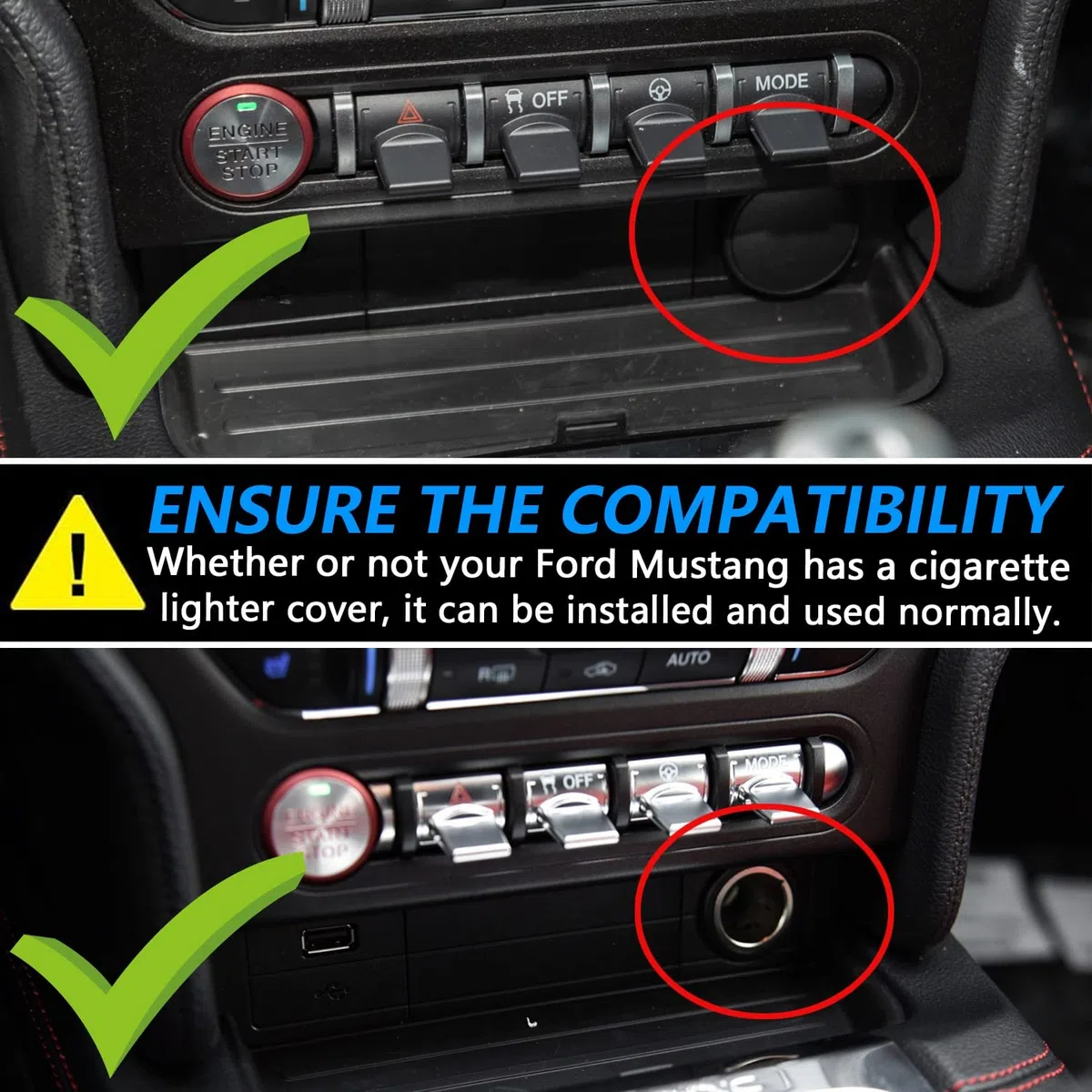 Kabelloses Ladegerät Auto für Ford Mustang 2022 2021 2020 2019 2018 2017 2016 2015, 15W Qi Schnellladendes Handy-Ladegerät mit QC3.0-USB-Anschluss für iPhone 12/13/13 Pro Samsung S22/S21