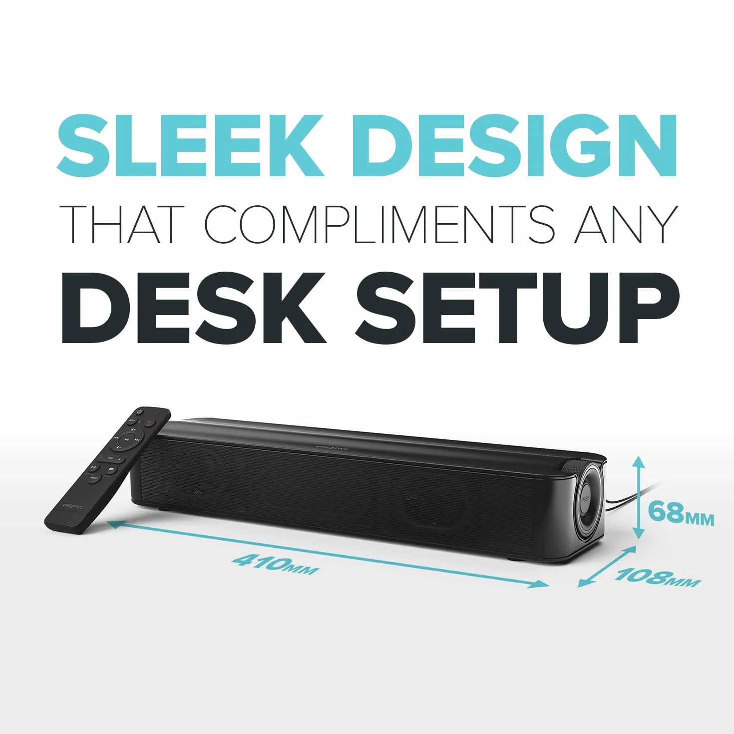 Creative Stage SE Under-Monitor Soundbar mit USB Digital Audio und Bluetooth 5.3, Clear Dialog und Surround by Sound Blaster, Stromversorgung über Adapter