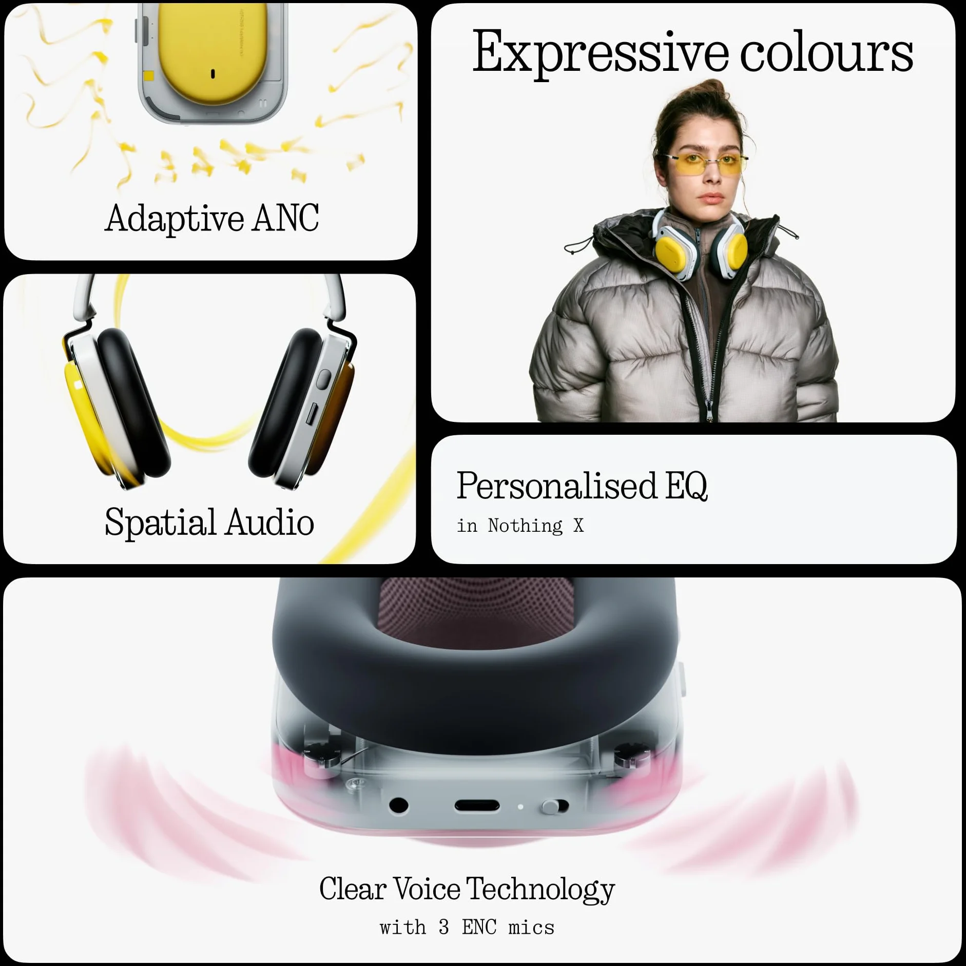 Nothing Headphone (a) Kabellose Over-Ear Kopfhörer mit ANC, bis zu 135h Akkulaufzeit, Hi-Res, LDAC, Anpassbare taktile Steuerung – Rosa