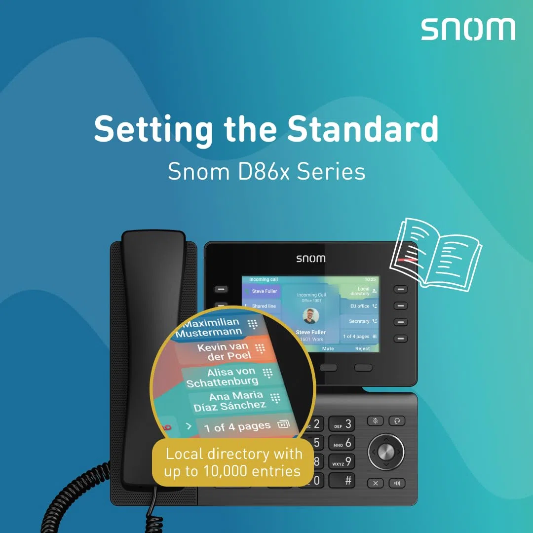Snom D865 IP Telefon, SIP Tischtelefon, 5" IPS-Farbdisplay 1280×720 Pixel, WiFi & Bluetooth & NFC, 10 SmartLabel-Tasten, 12 SIP-Konten, Hörgerätekompatibel, Gunmetal, 00004536