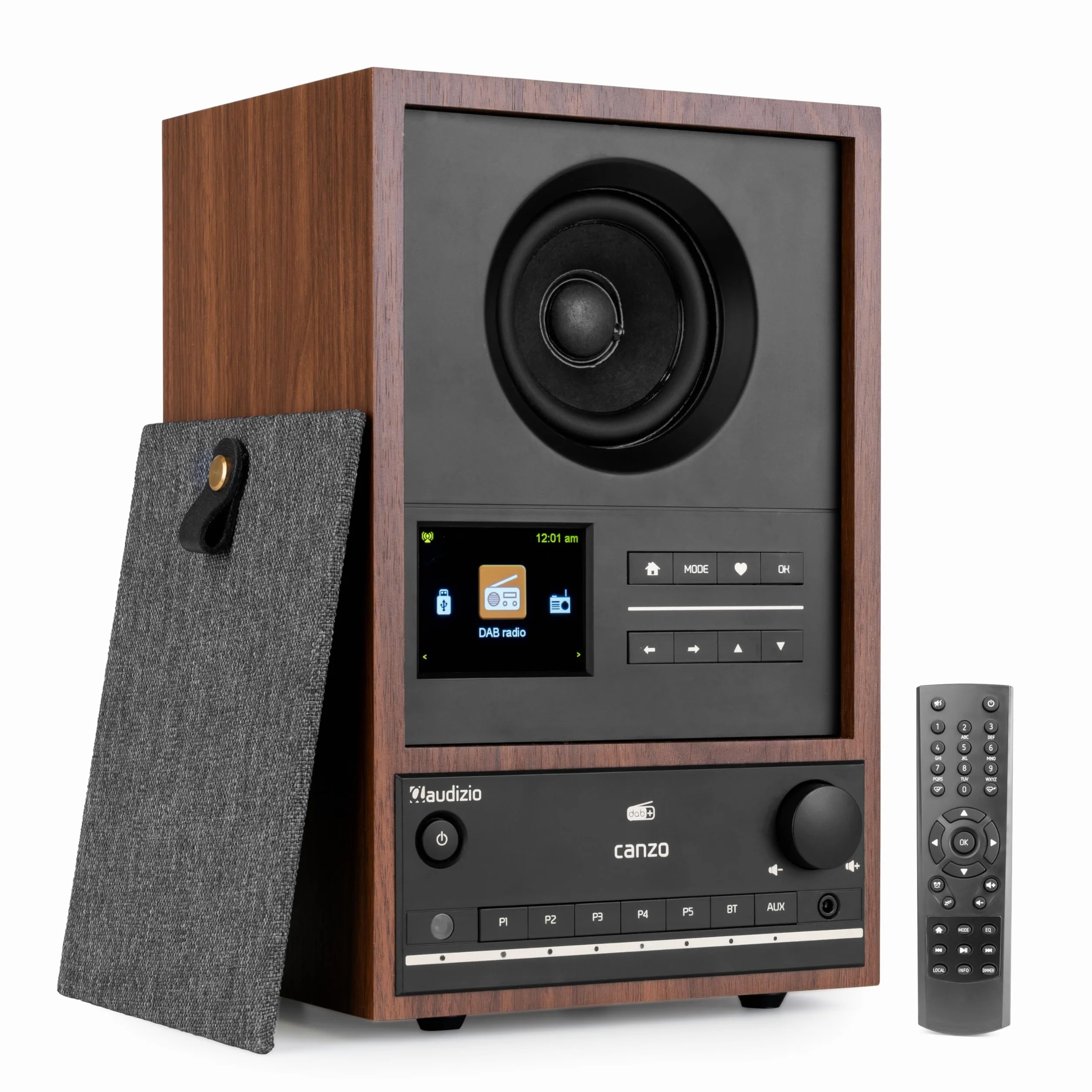 Audizio Canzo - DAB Radio, Internetradio mit WLAN & Bluetooth 5.3, Digitalradio, Radio mit Fernbedienung, Küchenradio mit LAN-Anschluss, AUX & Line-Out, ideal für Küche, Wohn-& Schlafzimmer - Walnuss