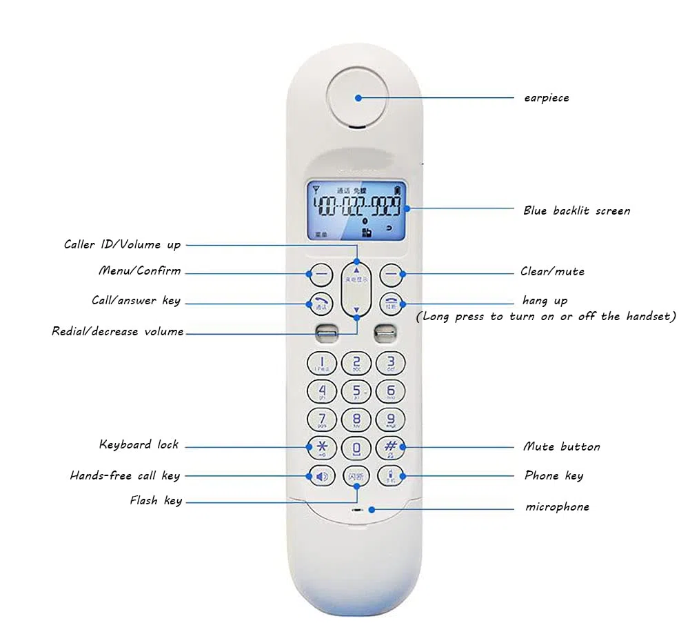 schnurloses Telefon mit anrufbeantworter, Digitales Schnurlostelefon,großem Display und Freisprechfunktion DECT-Telefon schnurlos für Router (Color:A3)