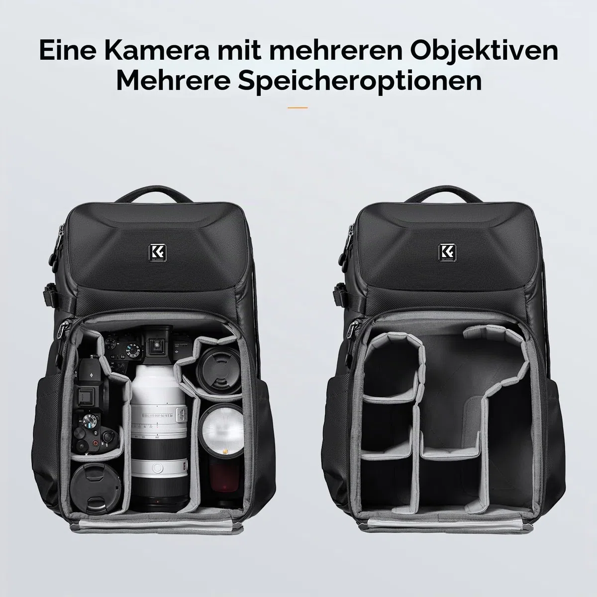 K&F CONCEPT Kamerarucksack, Fotorucksack Wasserdicht Spiegelreflex DSLR Camera Bag für Spiegelreflexkameras Digital, Multifunktionale Kameratasche für DSLR-Kameras (20L)