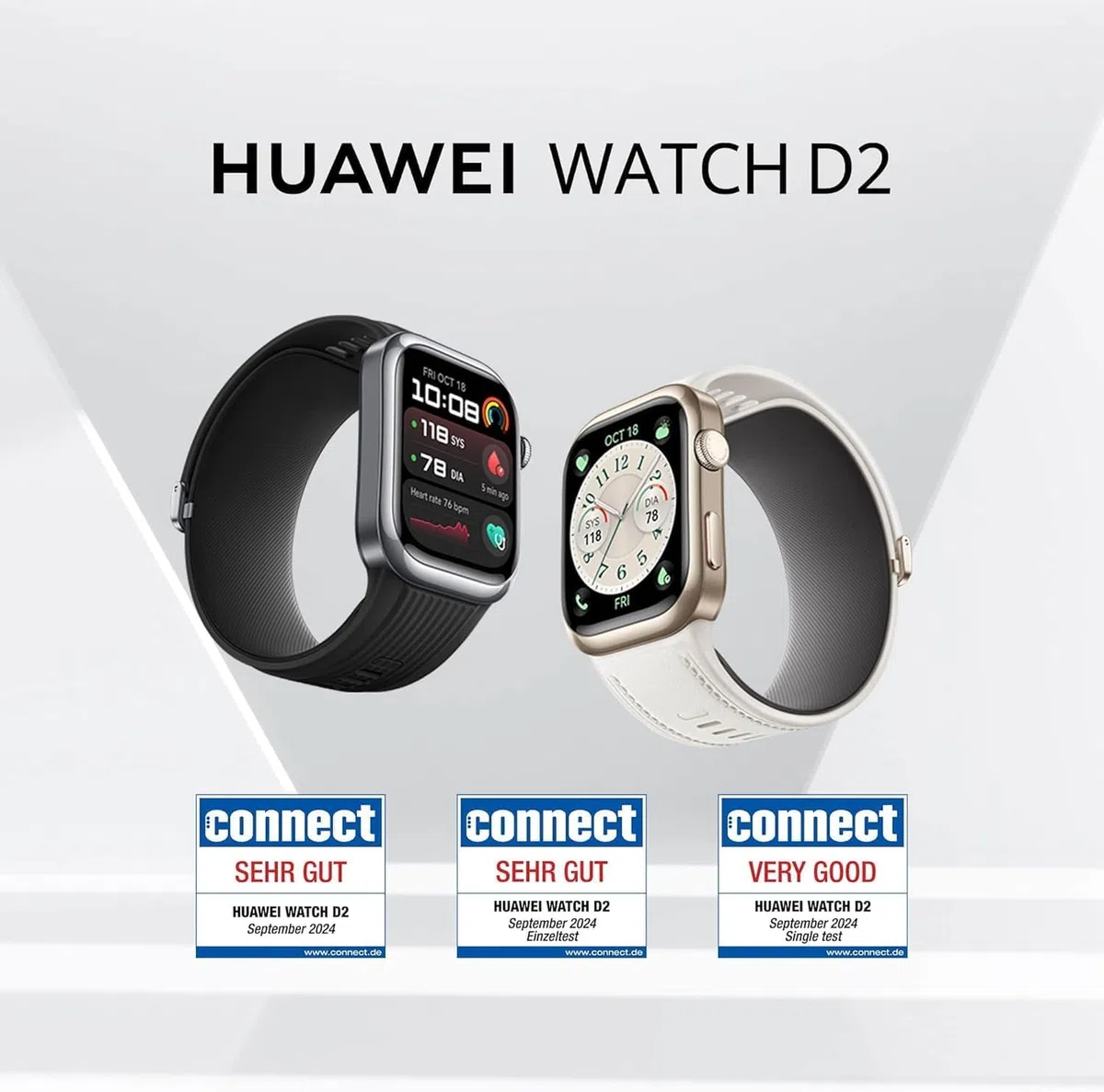 HUAWEI Watch D2 Smartwatch, 1,82" AMOLED-Display, Ambulante Blutdruckmessung, EKG, Schwarz