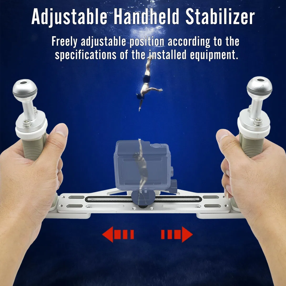 AQUANIC Unterwasser-Kamera-Tablett, Hand-Stabilisator, Halterung für Kameragehäuse, Griff aus Aluminium, Tauchgriff für GoPro Divevolk, TG-5/6, RX100 V und andere Action-Kameras (grau)