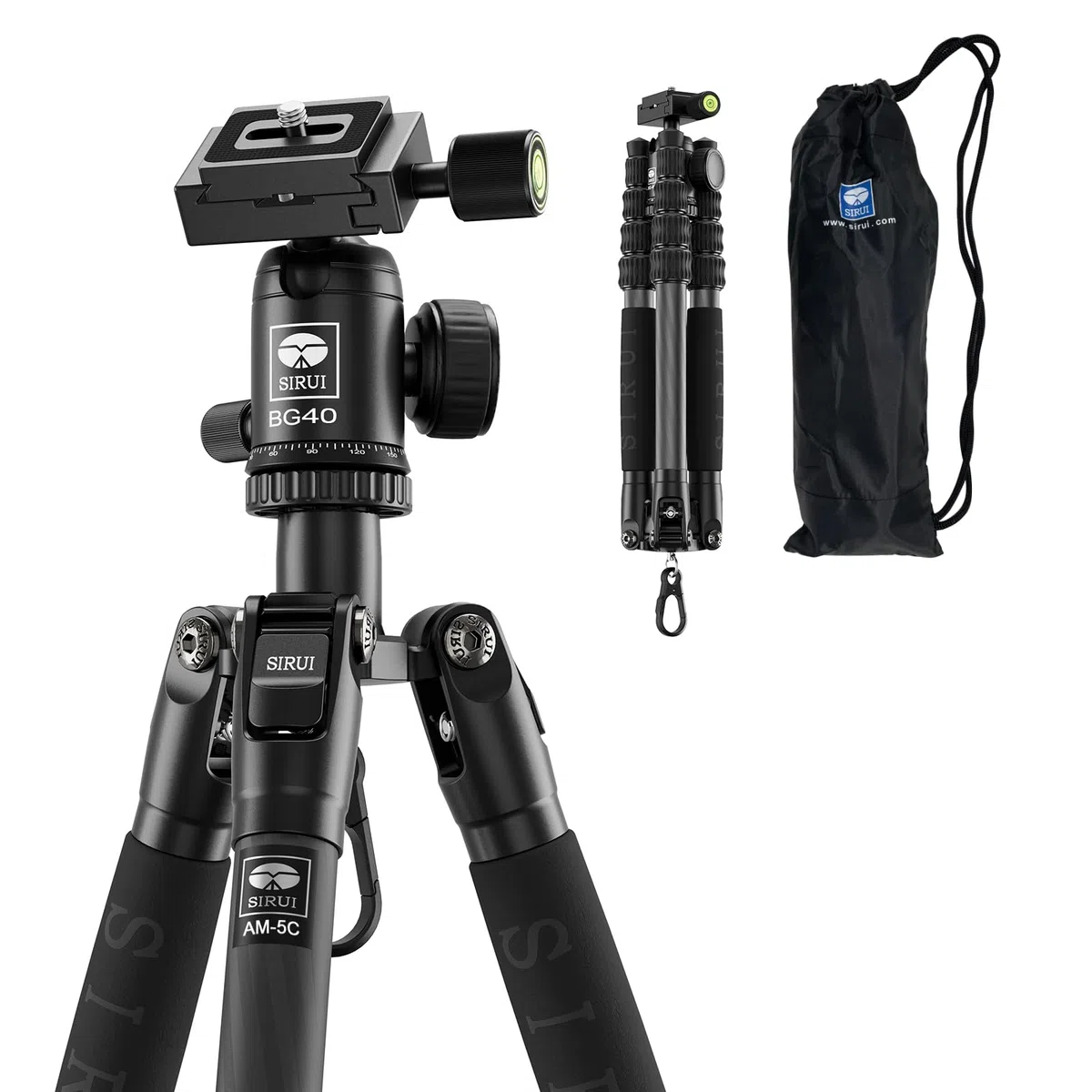 SIRUI AM-5C Carbon Reisestativ 1 kg 140 cm Höhe 10 kg Traglast 360° Kugelkopf für DSLR Systemkameras